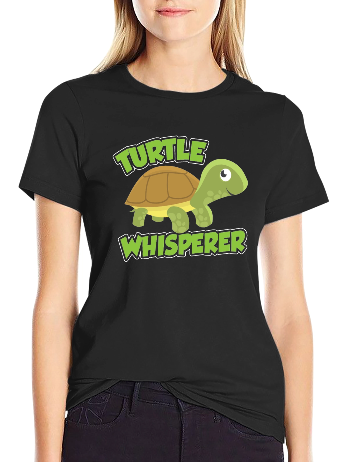 Turtle Whisperer Graphic Tee - Black Cotton Blend