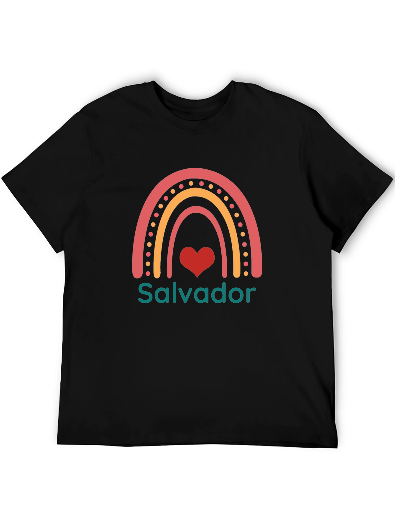 Salvador Rainbow Heart T-Shirt - Black Casual Tee