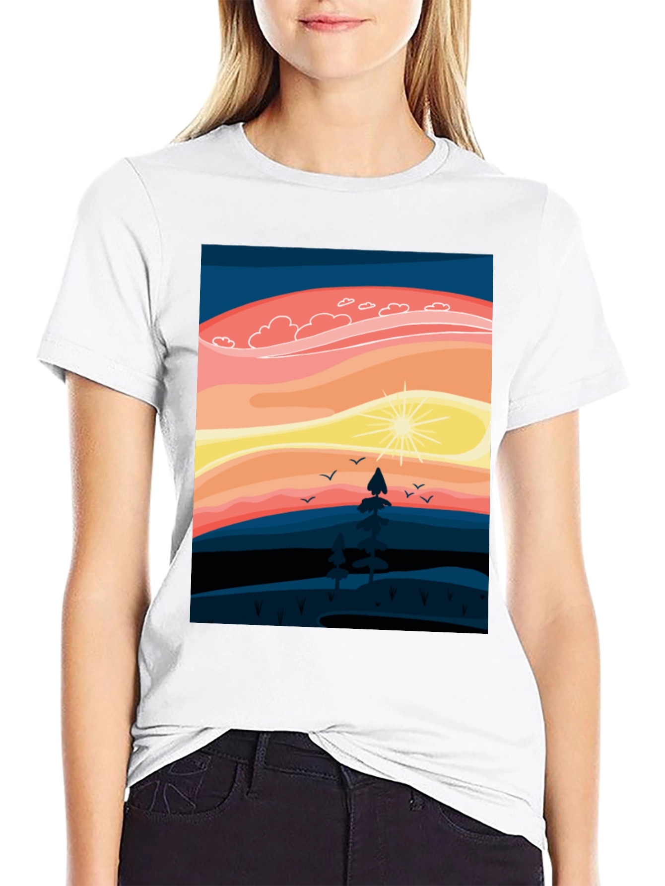 Sunset Mountain Scene Graphic Tee