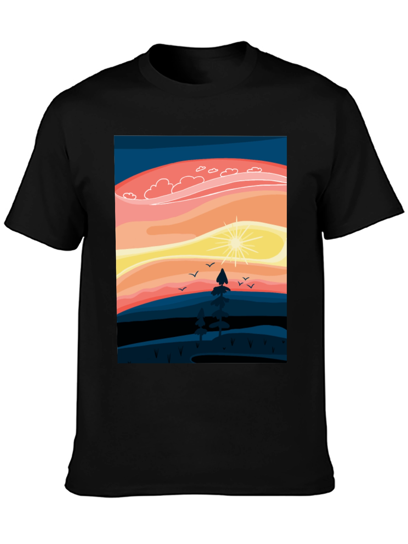 Sunset Mountain Scene Graphic Tee