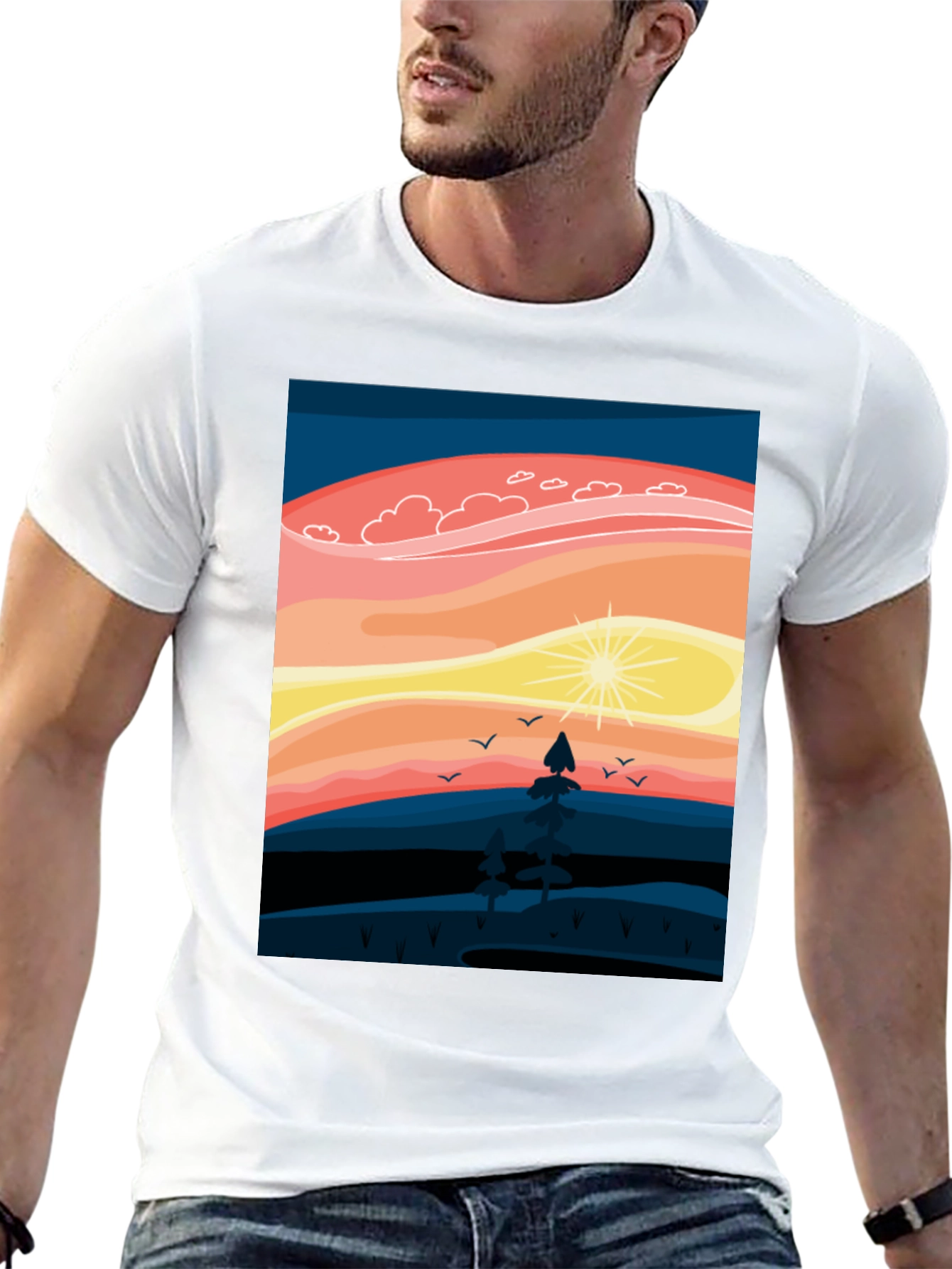 Sunset Mountain Scene Graphic Tee