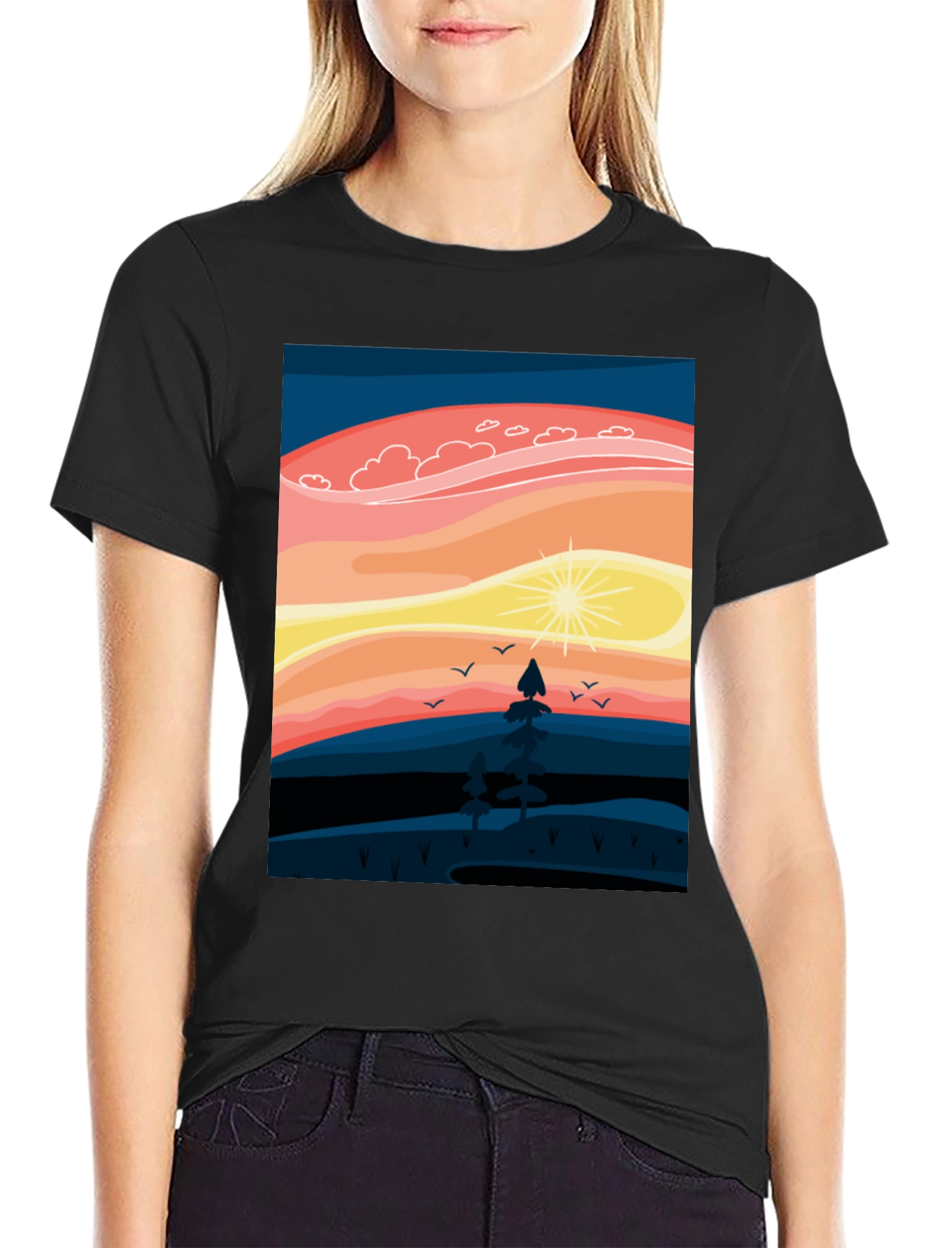 Sunset Mountain Scene Graphic Tee