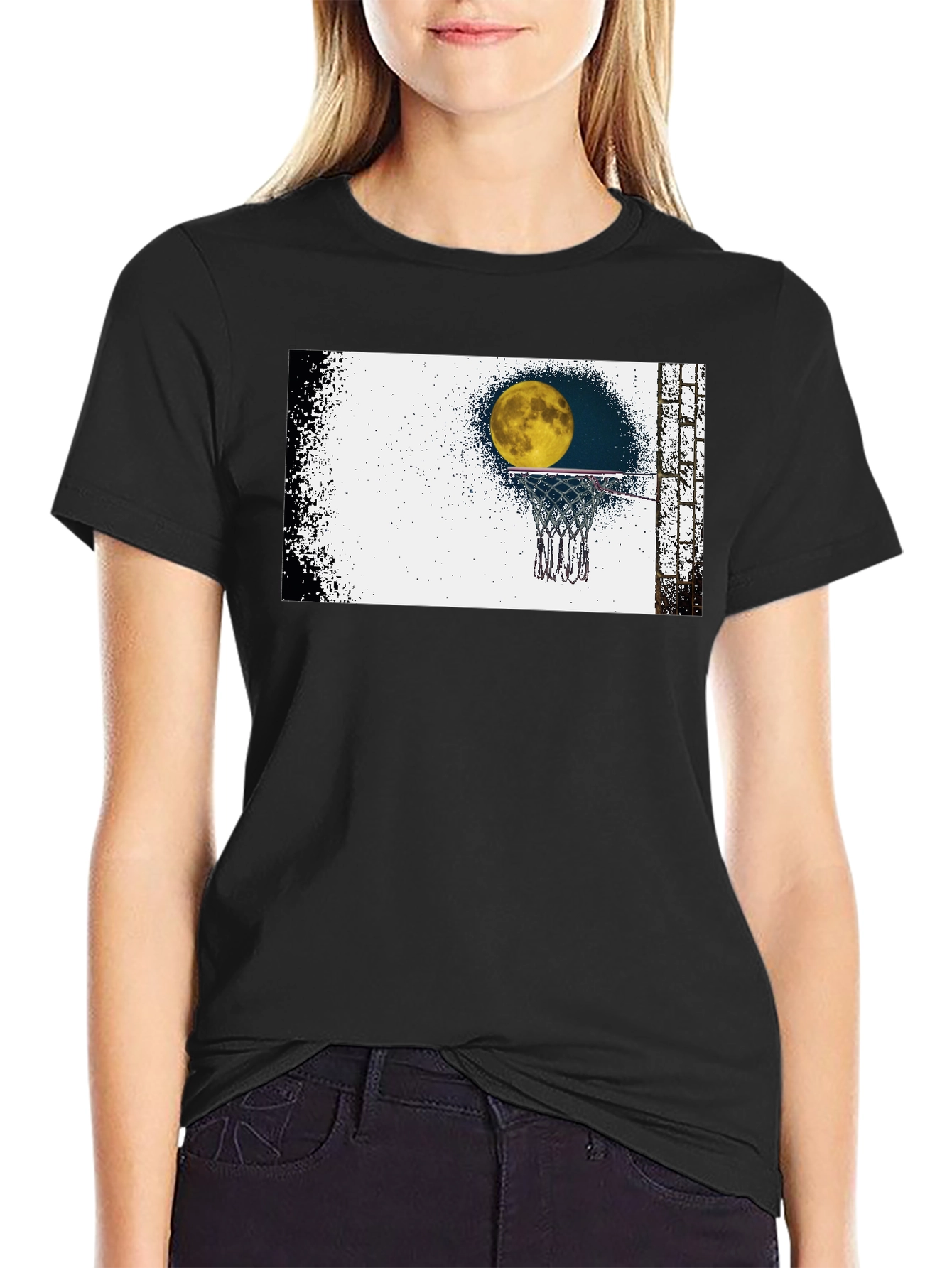 Moon Shot T-Shirt - Basketball & Moon Graphic Tee