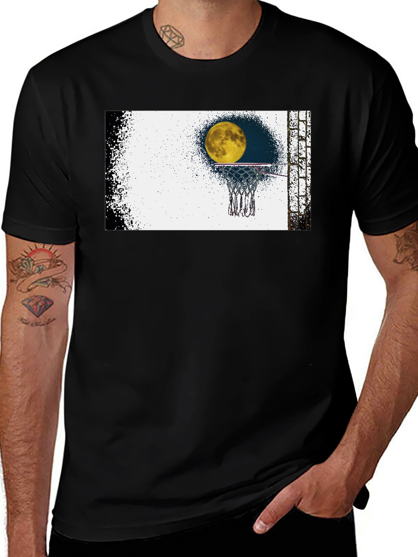 Moon Shot T-Shirt - Basketball & Moon Graphic Tee
