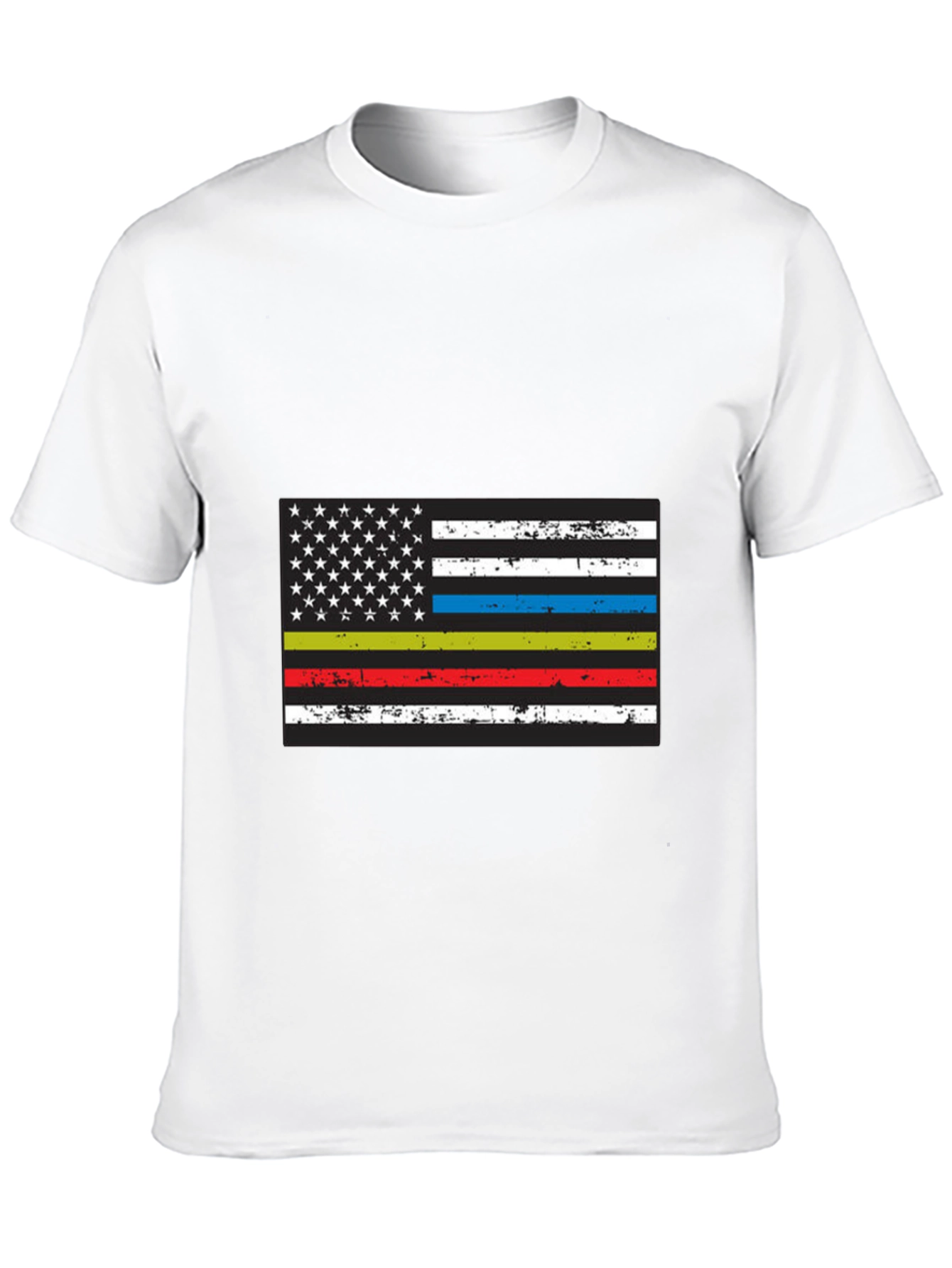 Distressed American Flag Thin Line T-Shirt