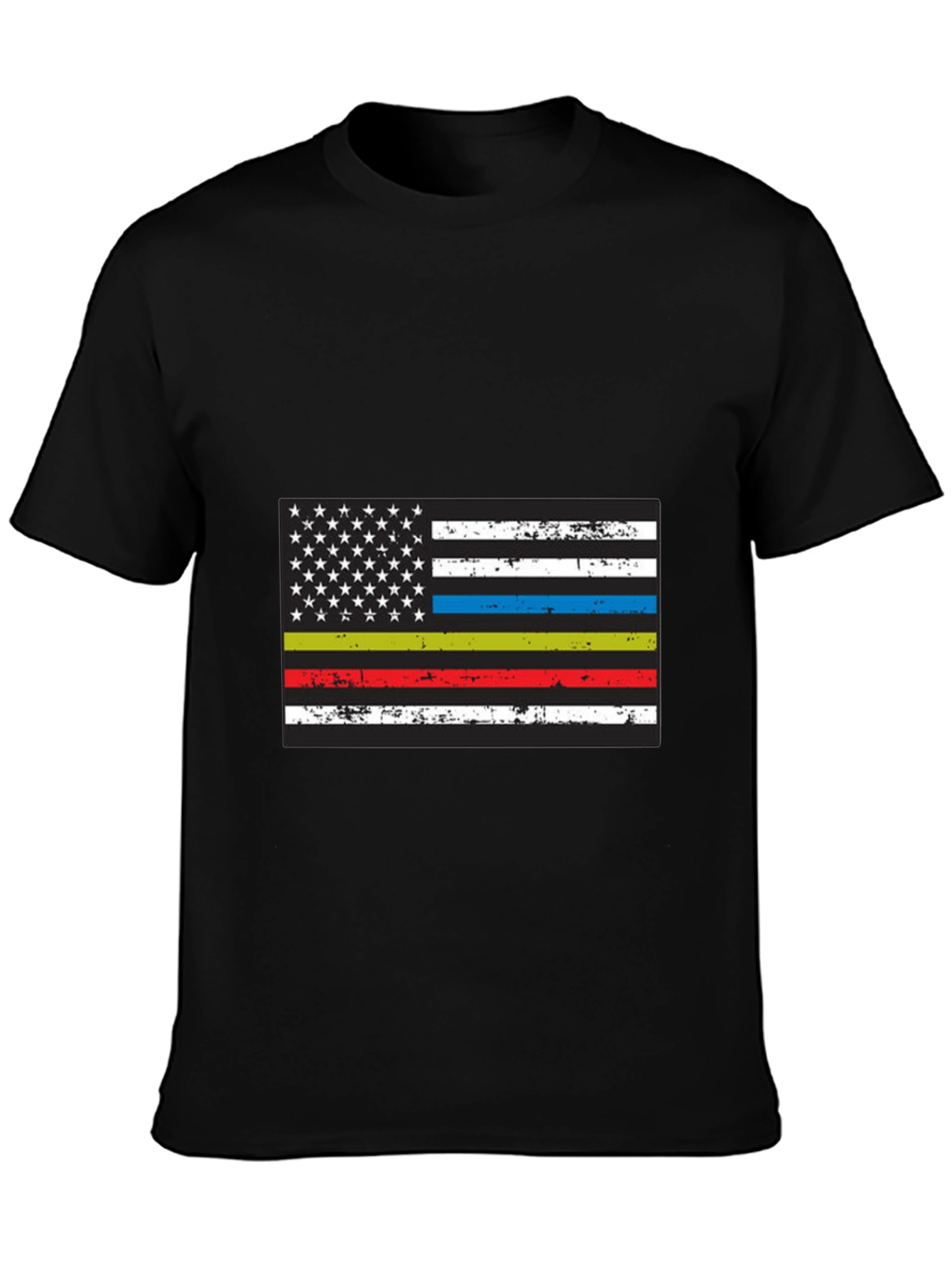 Distressed American Flag Thin Line T-Shirt