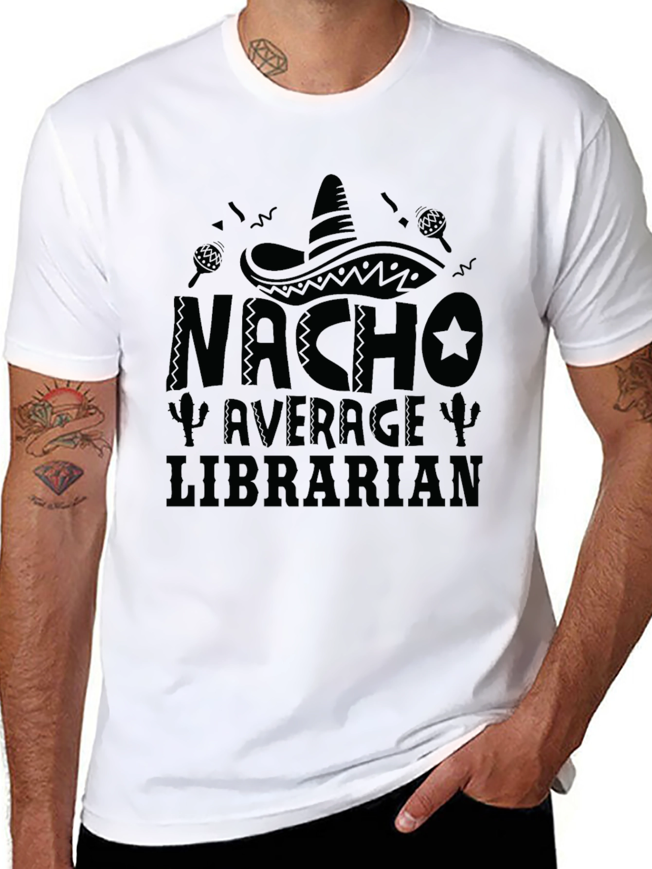 Nacho Average Librarian Black T-Shirt