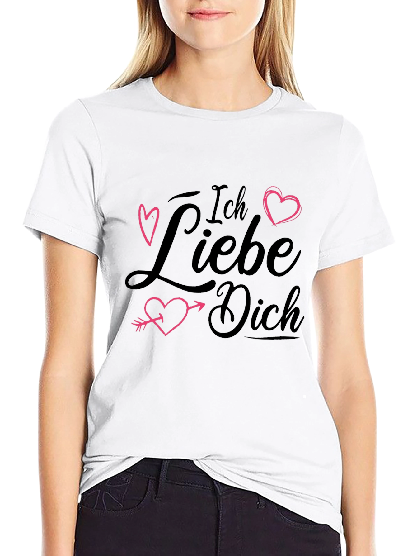 Ich Liebe Dich T-Shirt - Black Heart Design