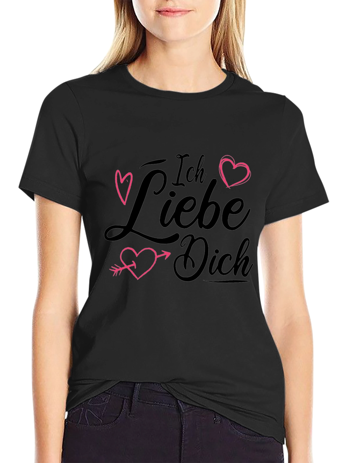 Ich Liebe Dich T-Shirt - Black Heart Design