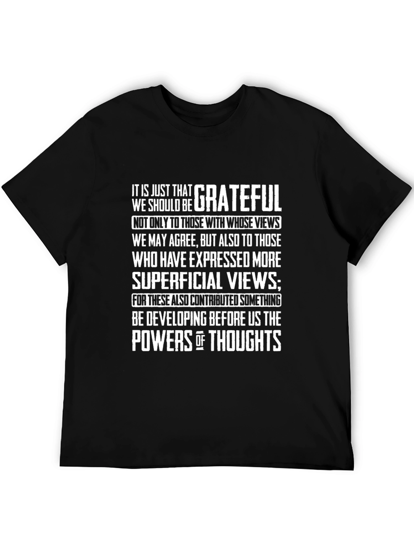 Grateful Thoughtful Statement Black T-Shirt