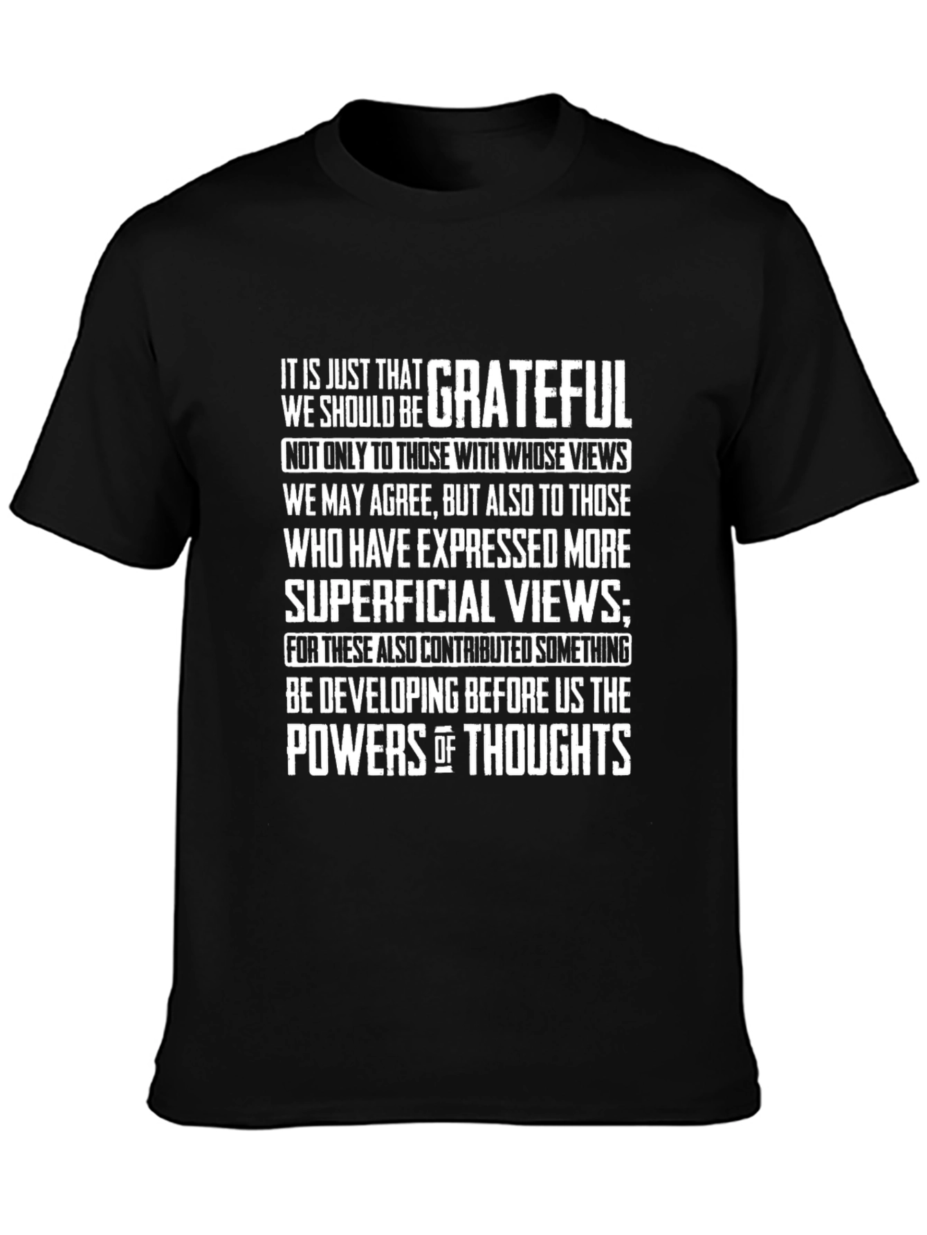 Grateful Thoughtful Statement Black T-Shirt