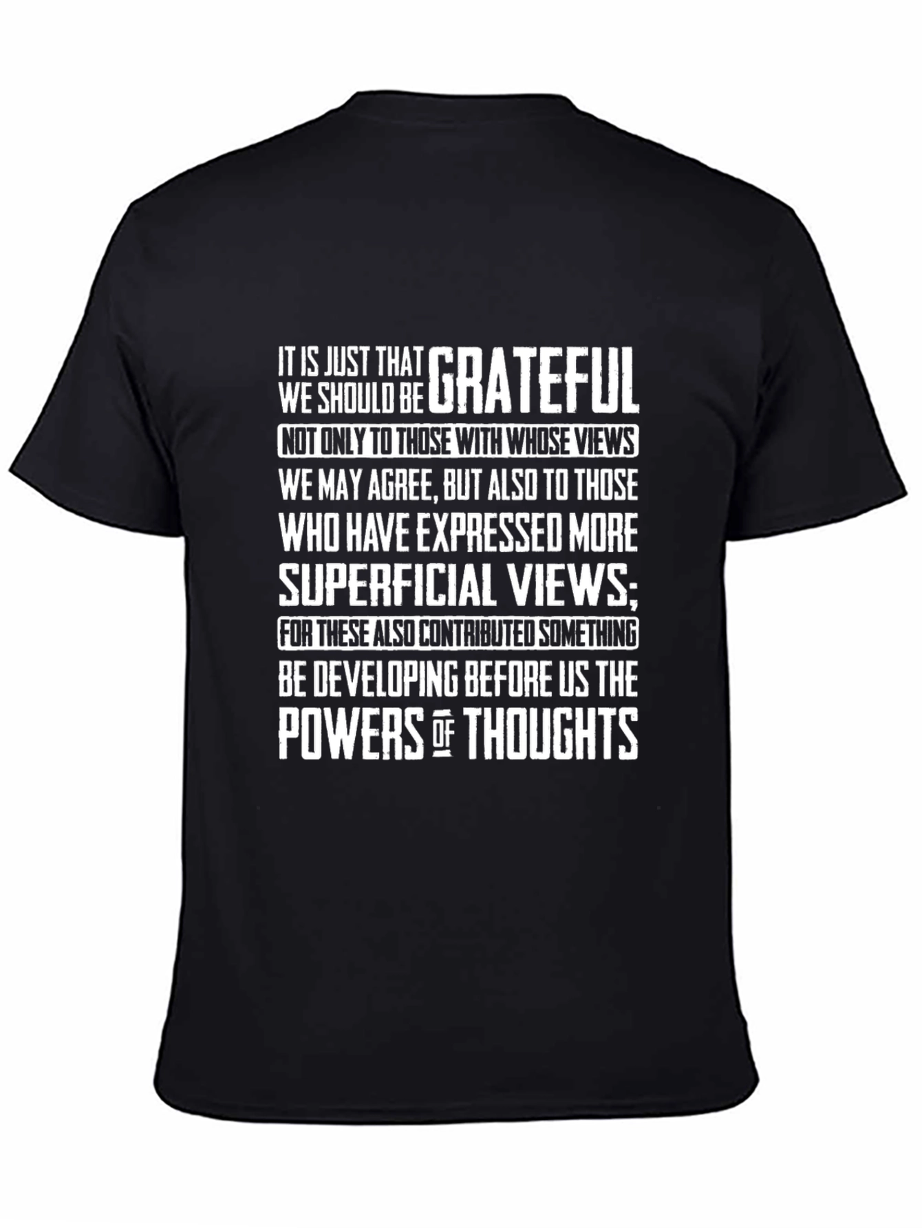 Grateful Thoughtful Statement Black T-Shirt