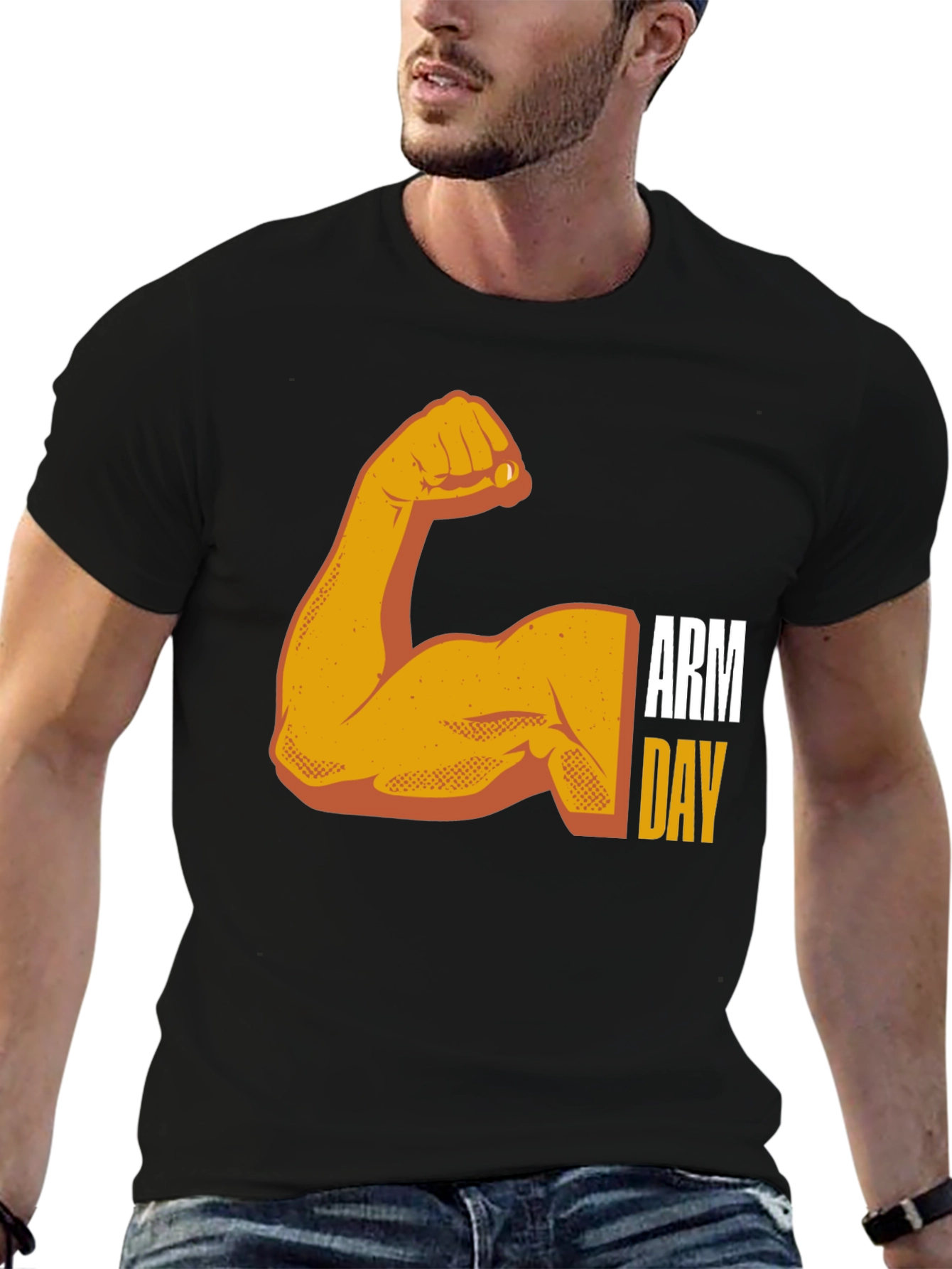 Arm Day Workout Black Graphic T-Shirt