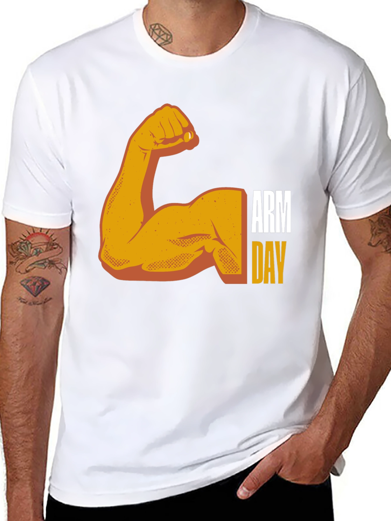 Arm Day Workout Black Graphic T-Shirt