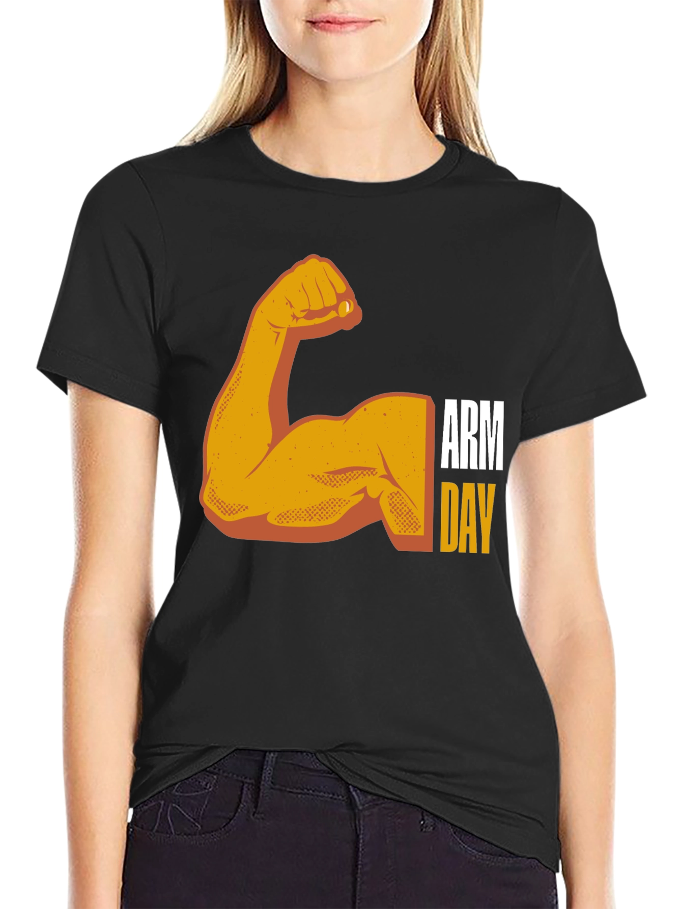 Arm Day Workout Black Graphic T-Shirt