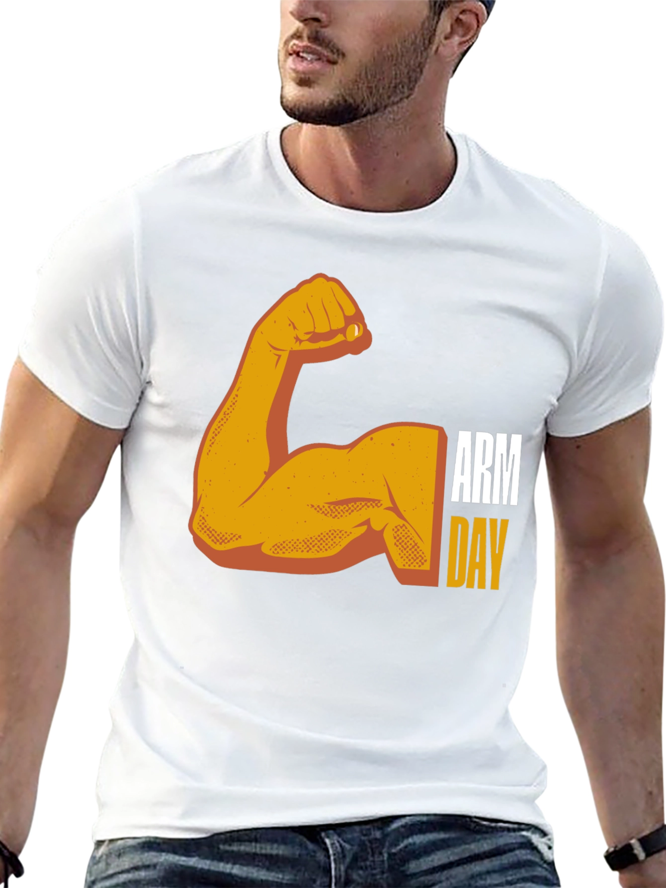 Arm Day Workout Black Graphic T-Shirt