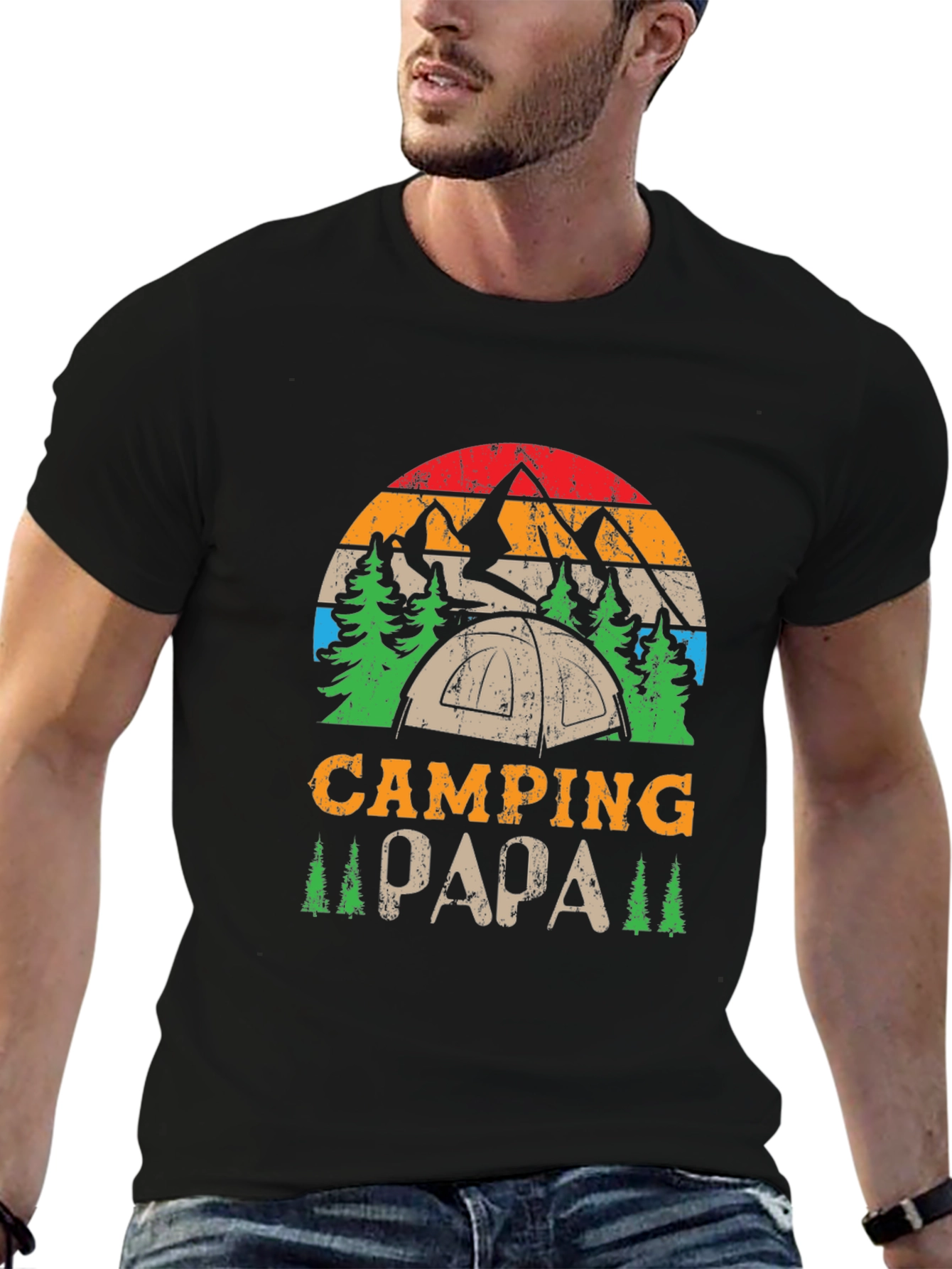 Camping Papa Graphic Tee - Outdoor Adventure Shirt