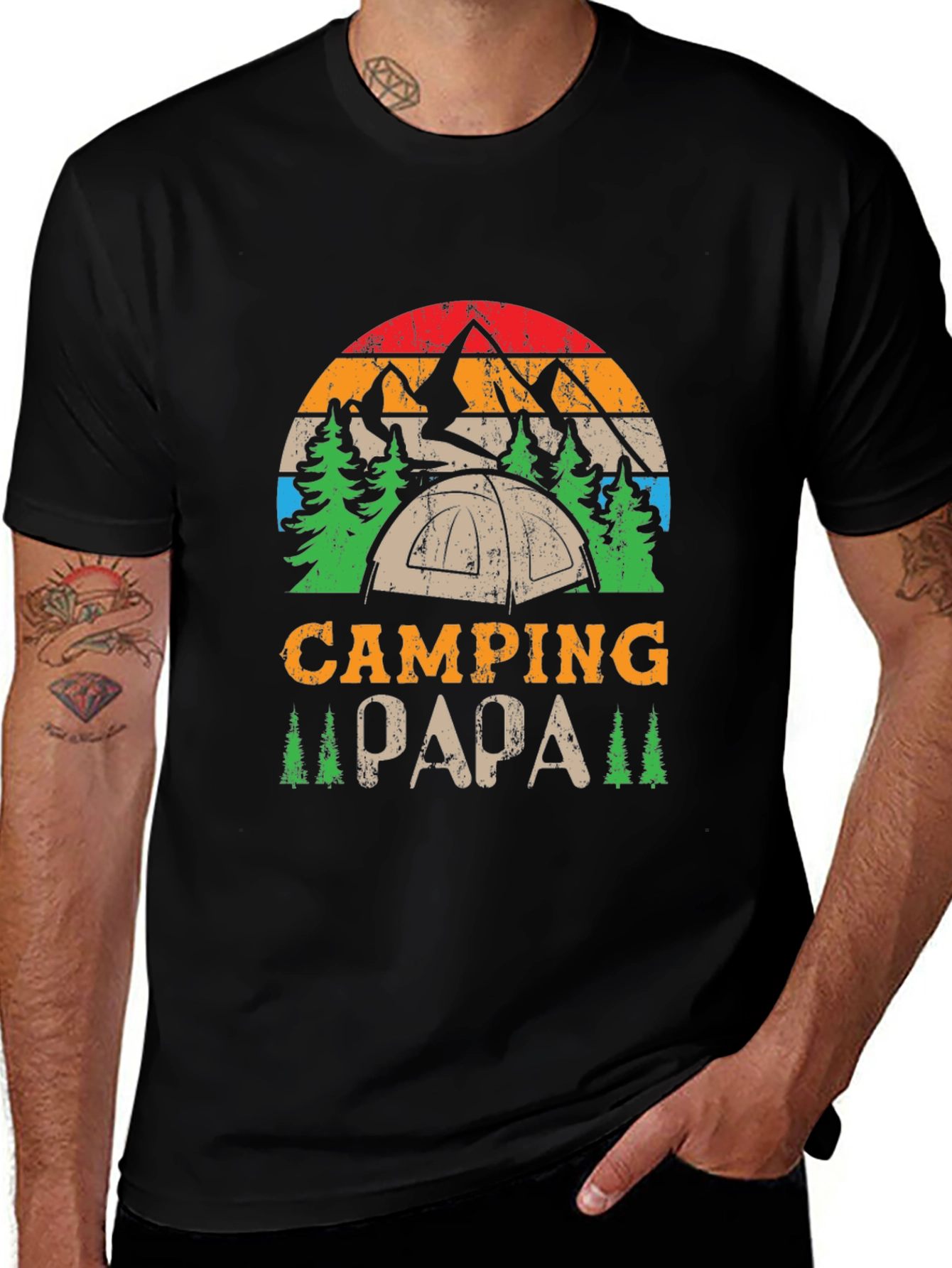 Camping Papa Graphic Tee - Outdoor Adventure Shirt