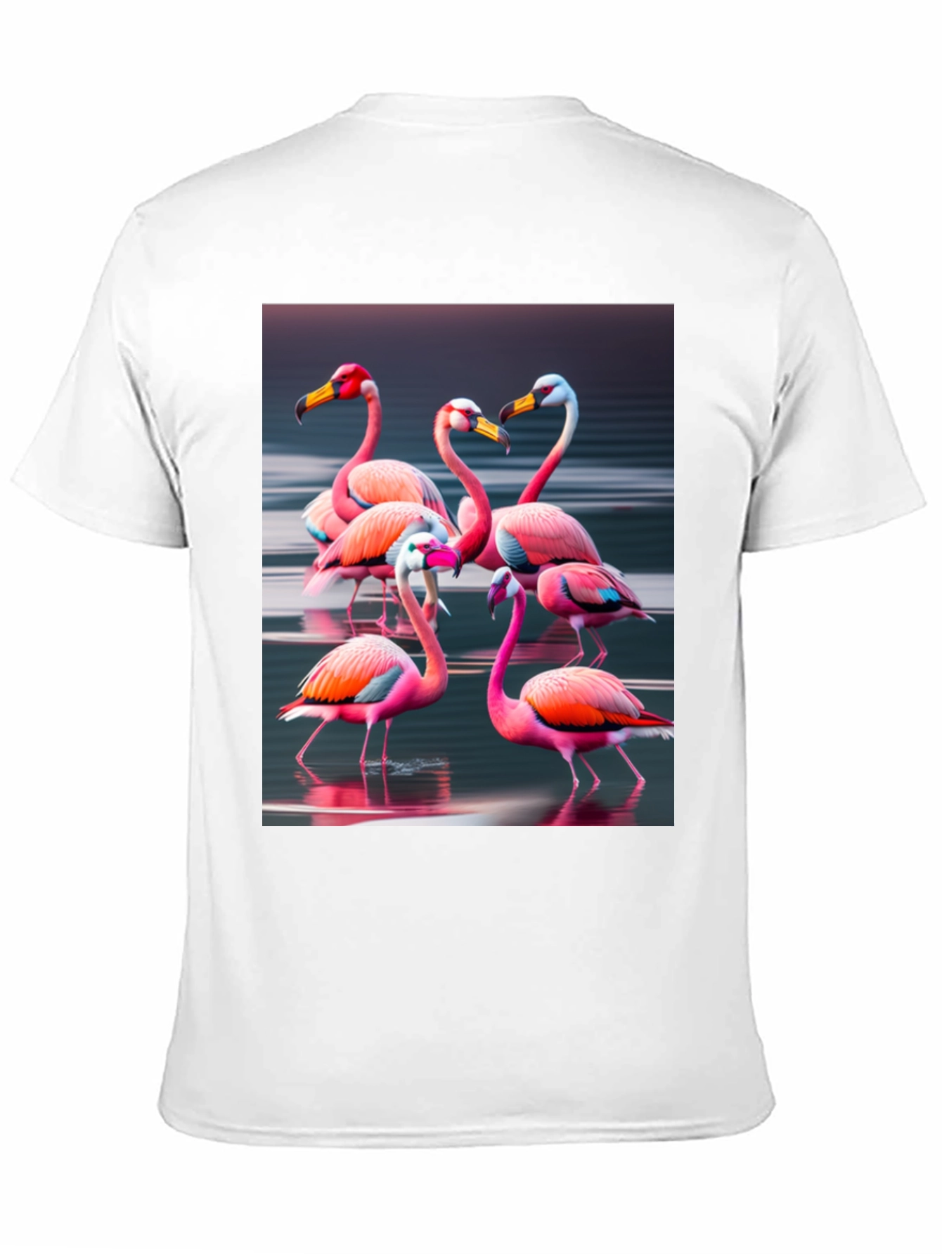 Flamingo Flock Graphic Tee - Black Cotton