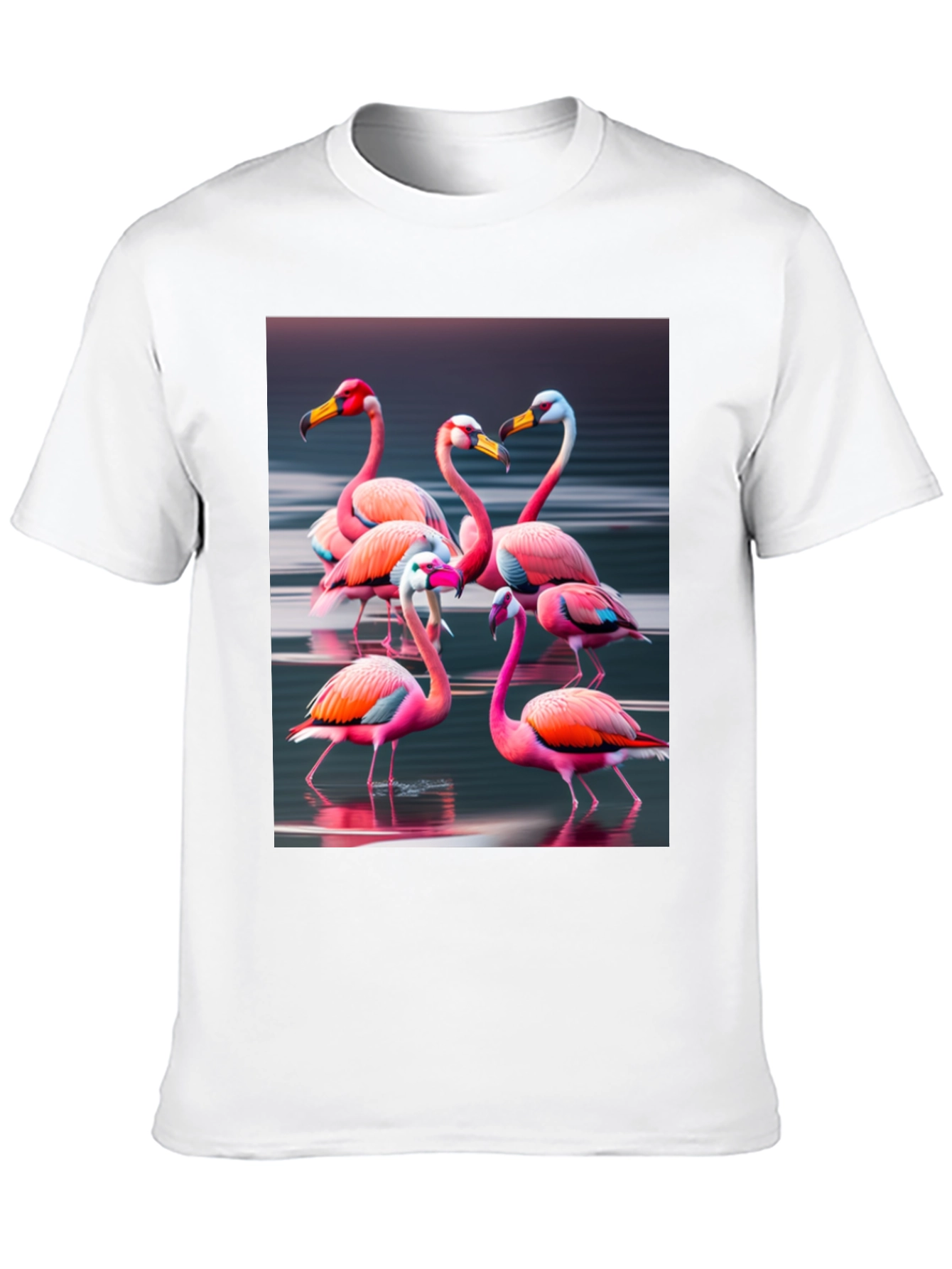 Flamingo Flock Graphic Tee - Black Cotton