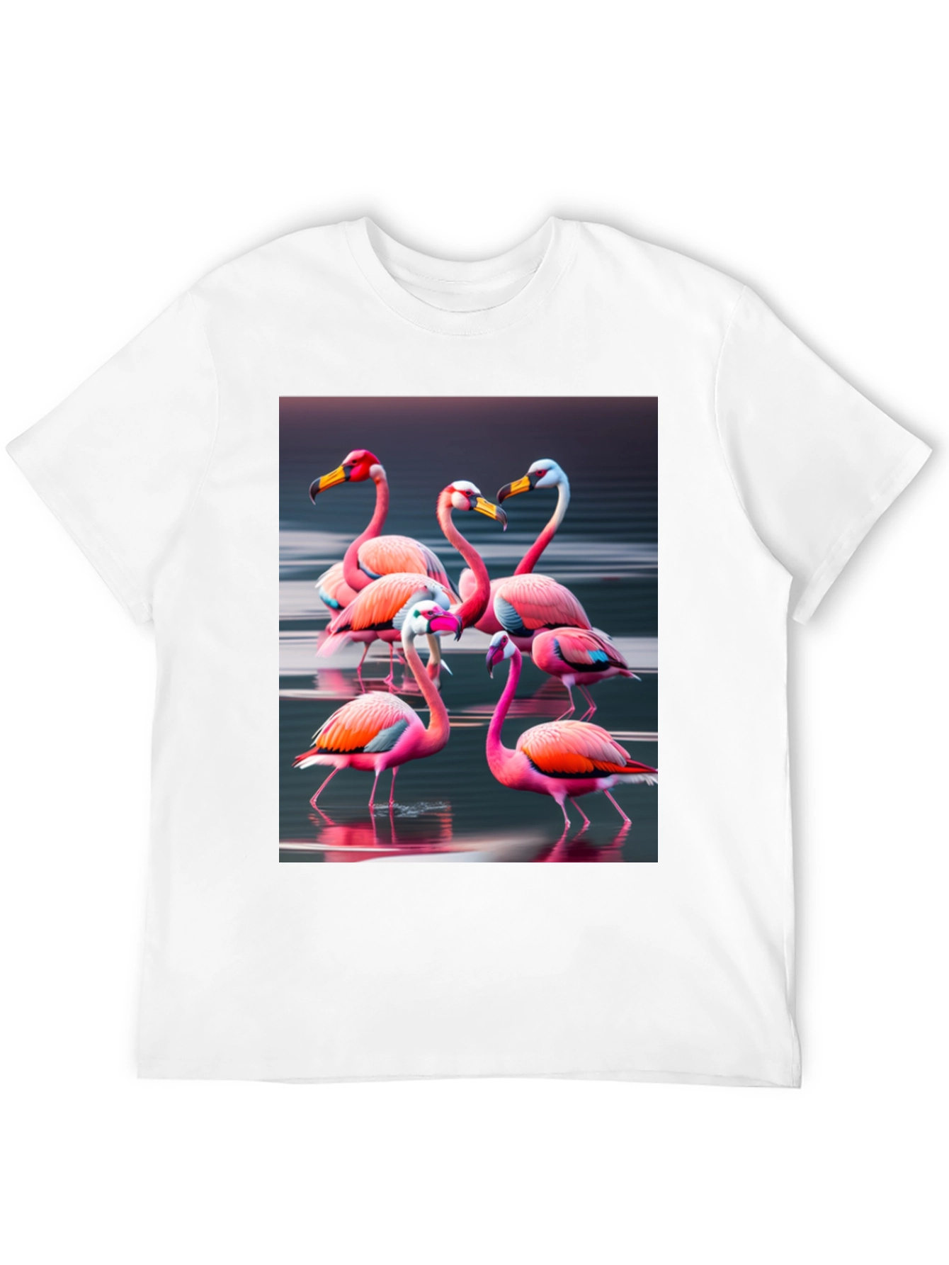 Flamingo Flock Graphic Tee - Black Cotton
