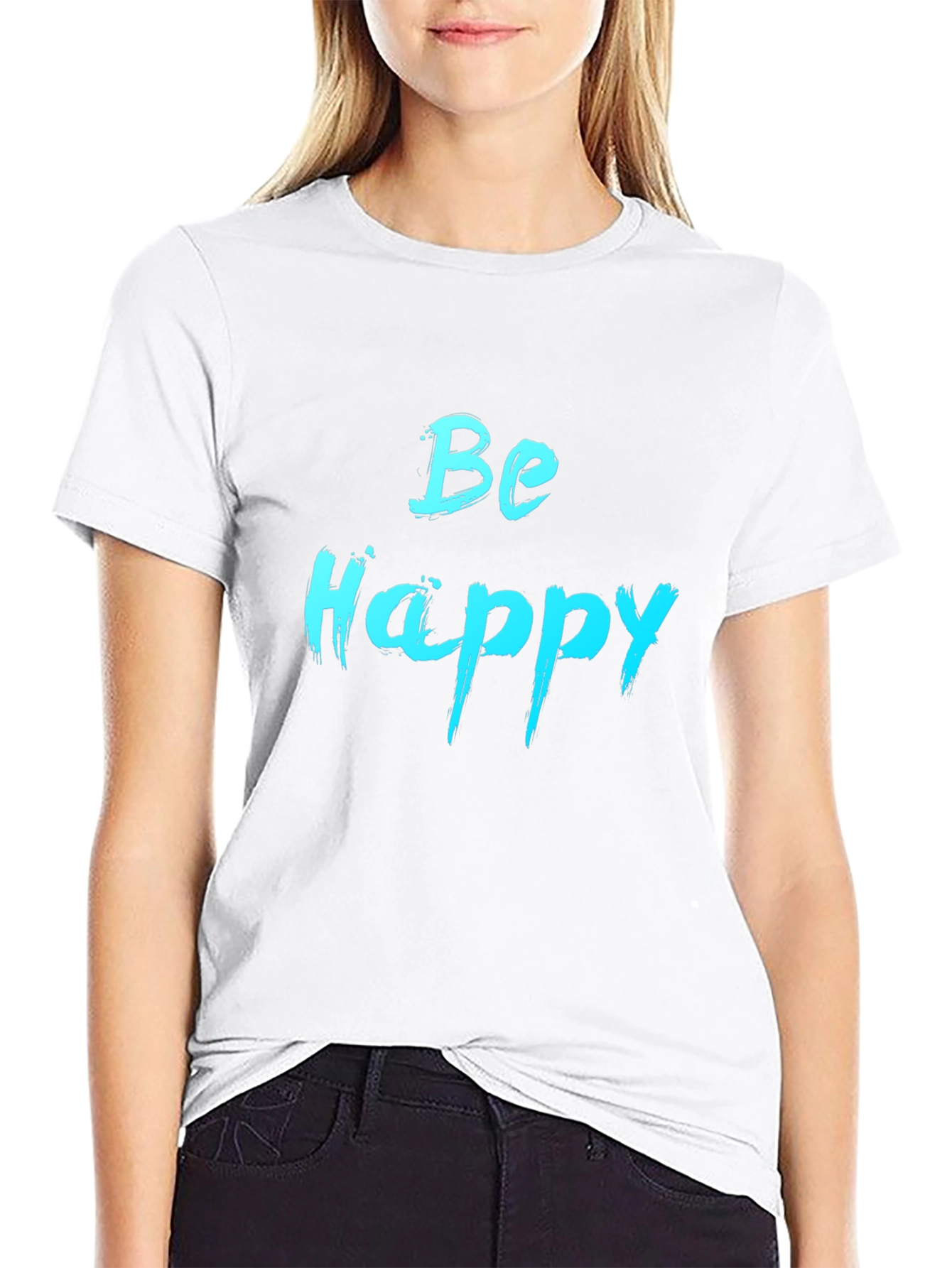 Be Happy Graphic Tee - Black Cotton Comfort