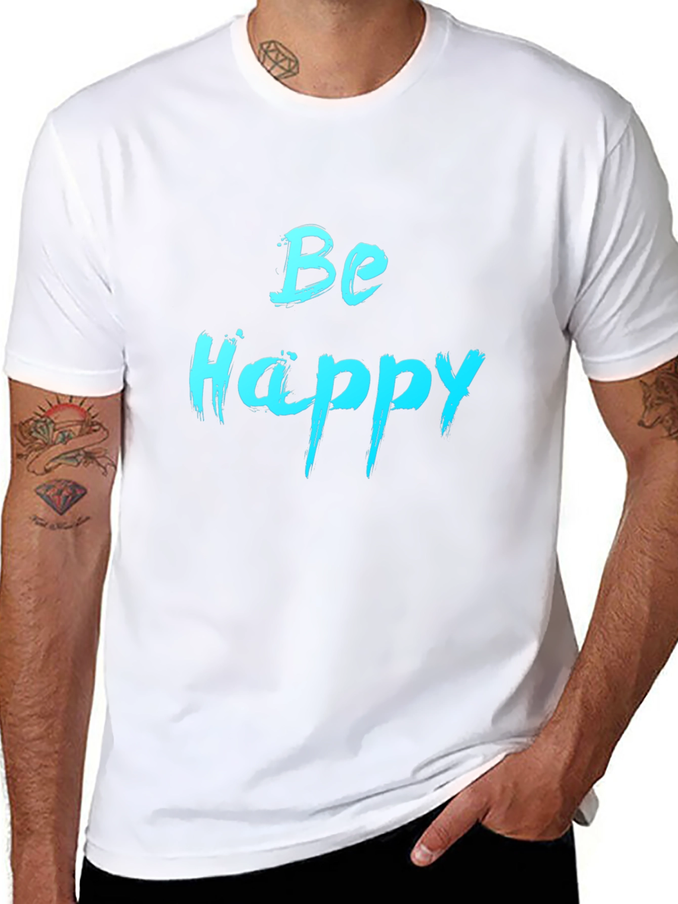 Be Happy Graphic Tee - Black Cotton Comfort