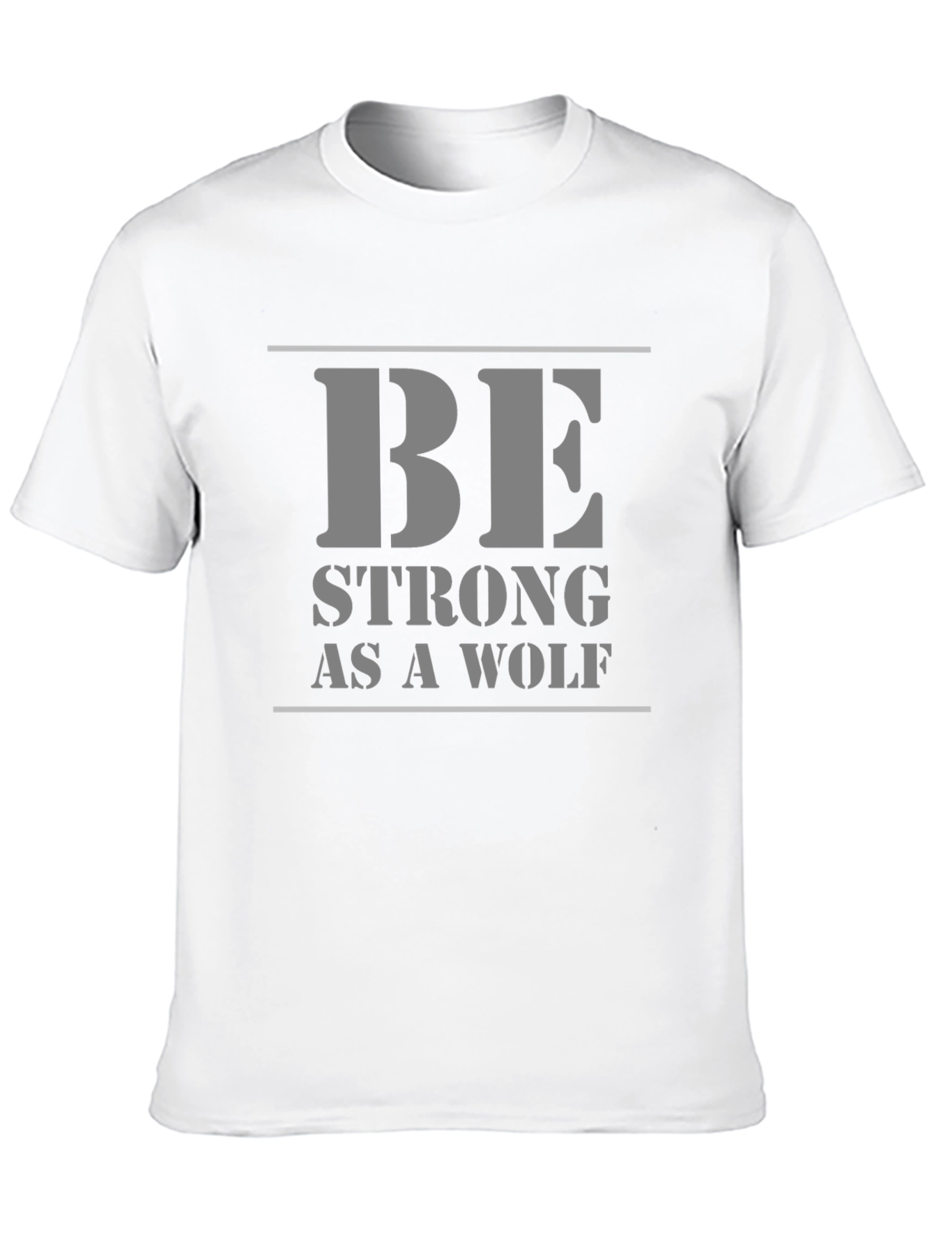Be Strong As A Wolf Black Cotton T-Shirt
