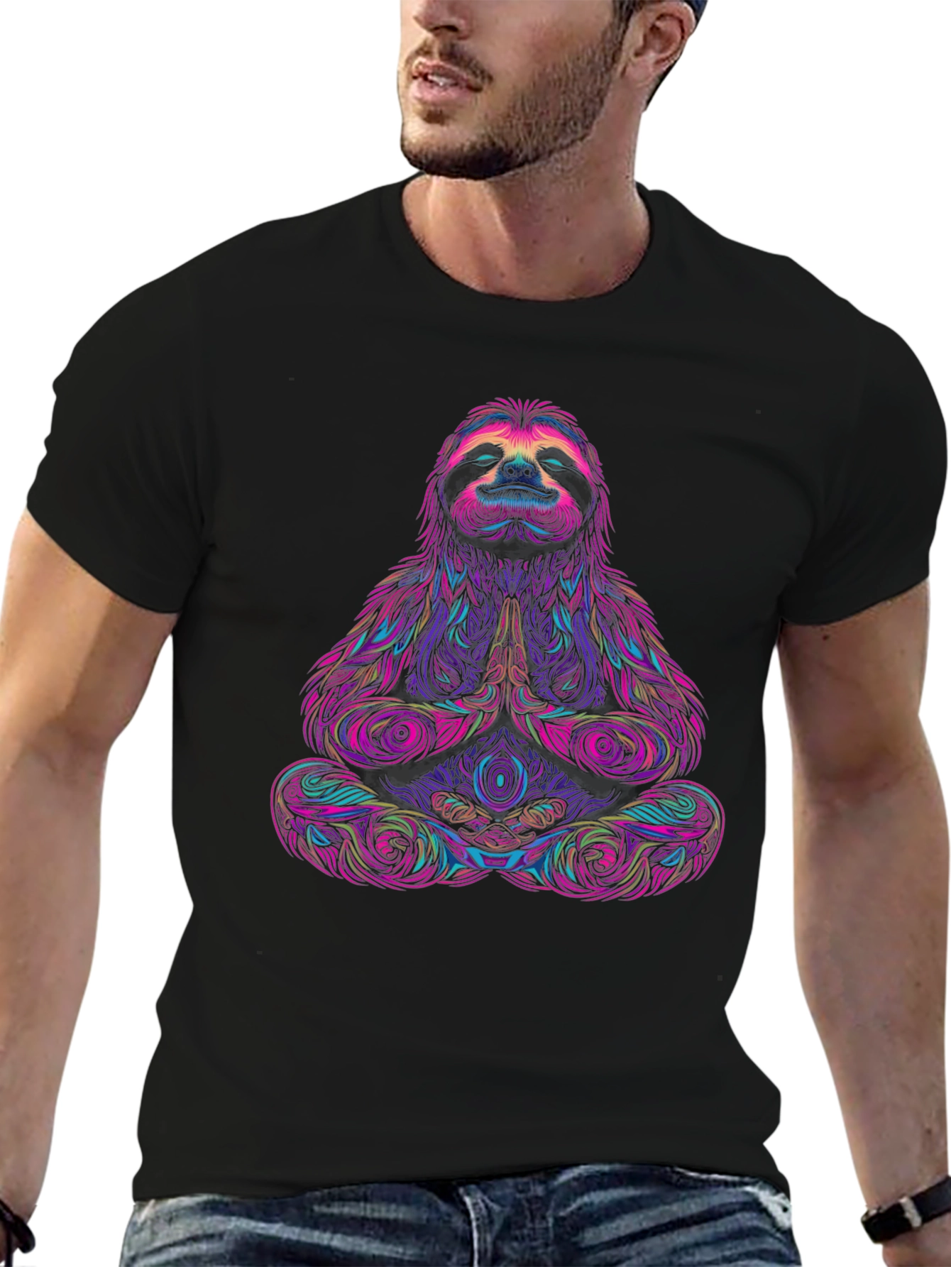 Meditating Sloth Graphic Tee - Relaxed Fit
