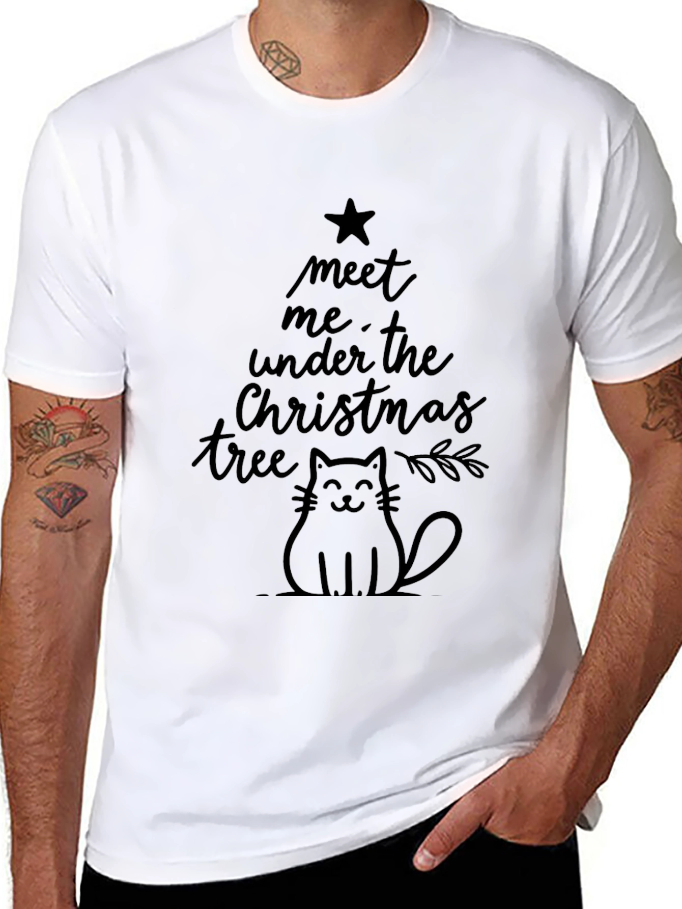 Meet Me Under the Christmas Tree Cat T-Shirt