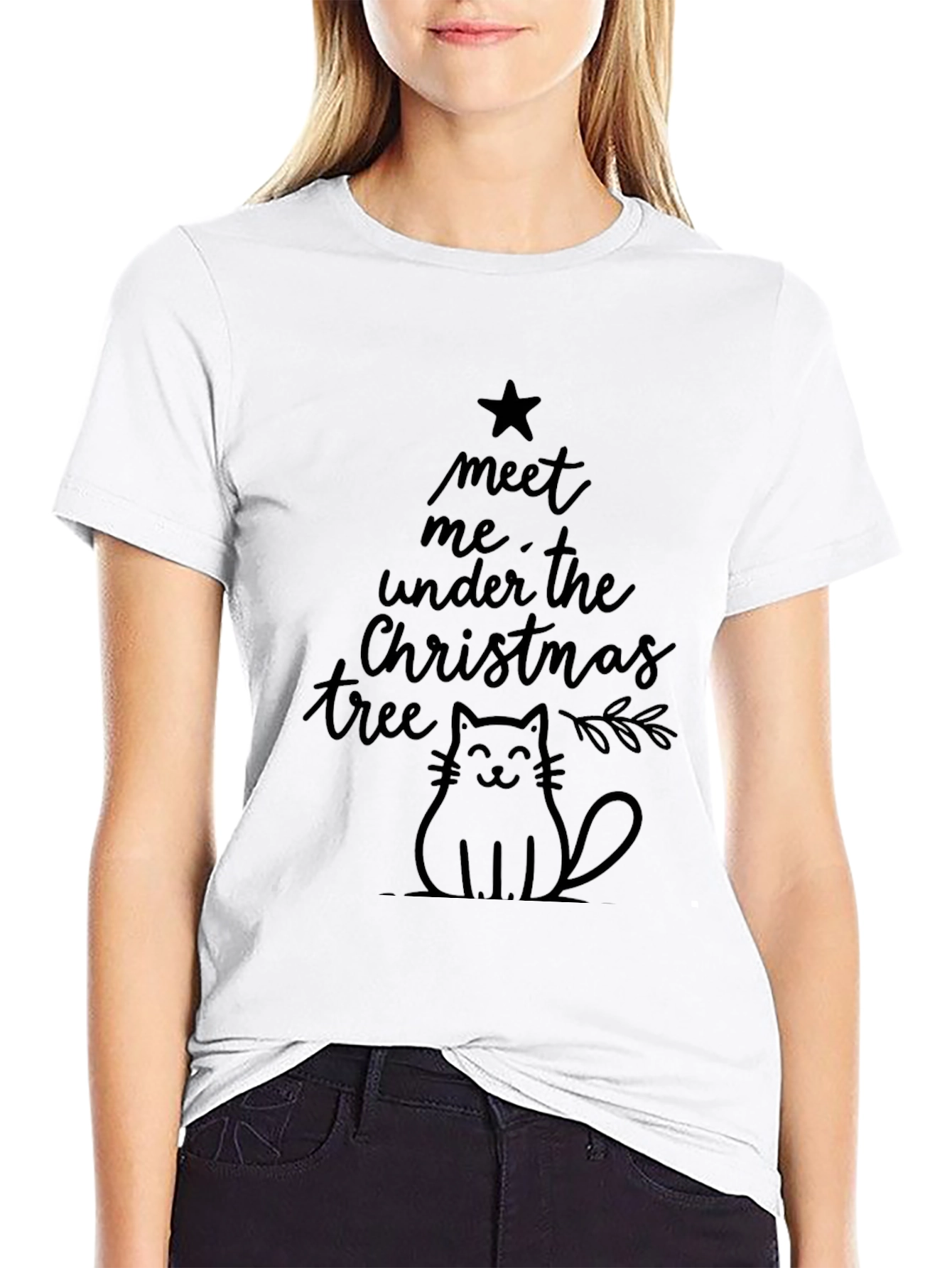Meet Me Under the Christmas Tree Cat T-Shirt