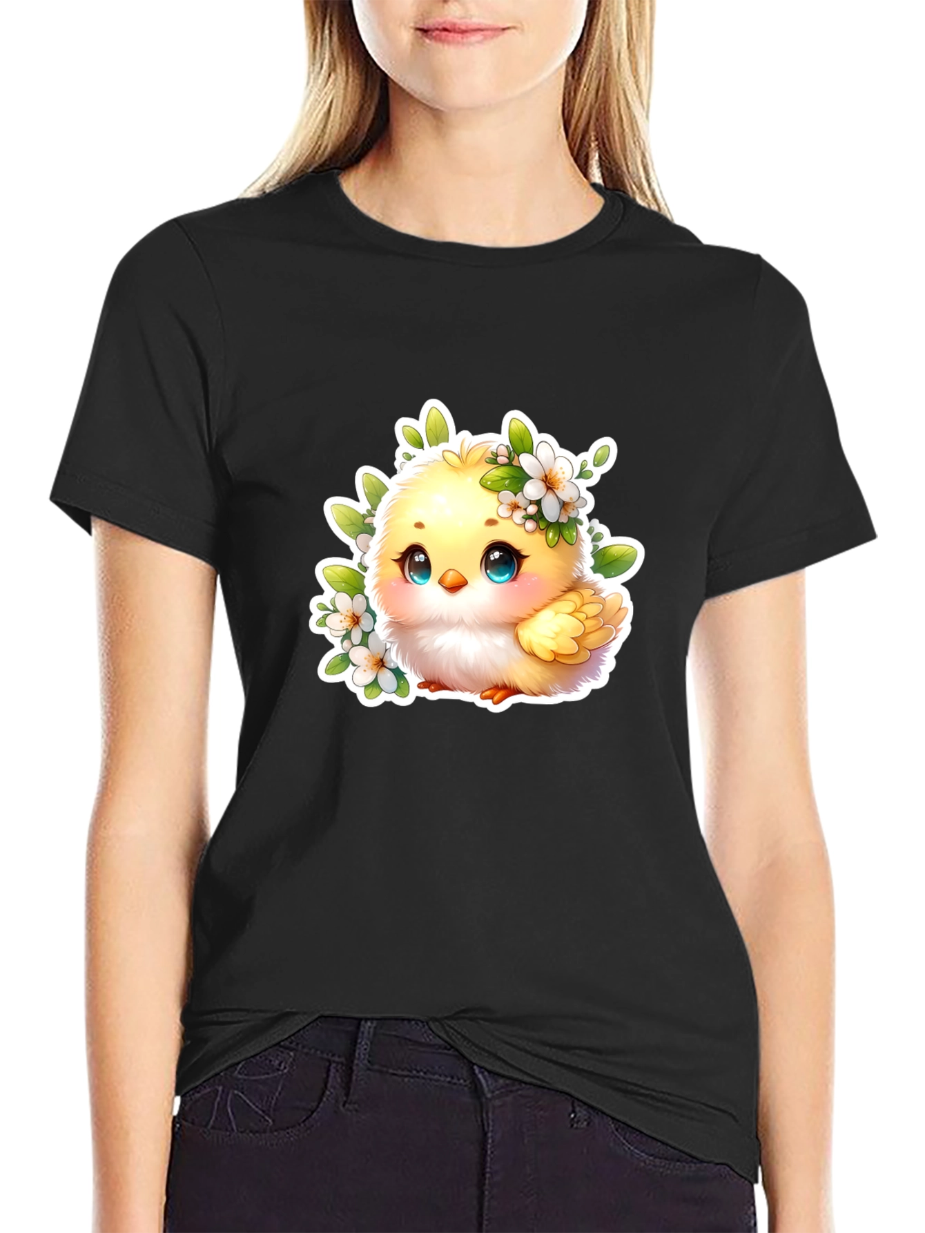 Cute Chick Graphic Tee - Adorable Black T-Shirt