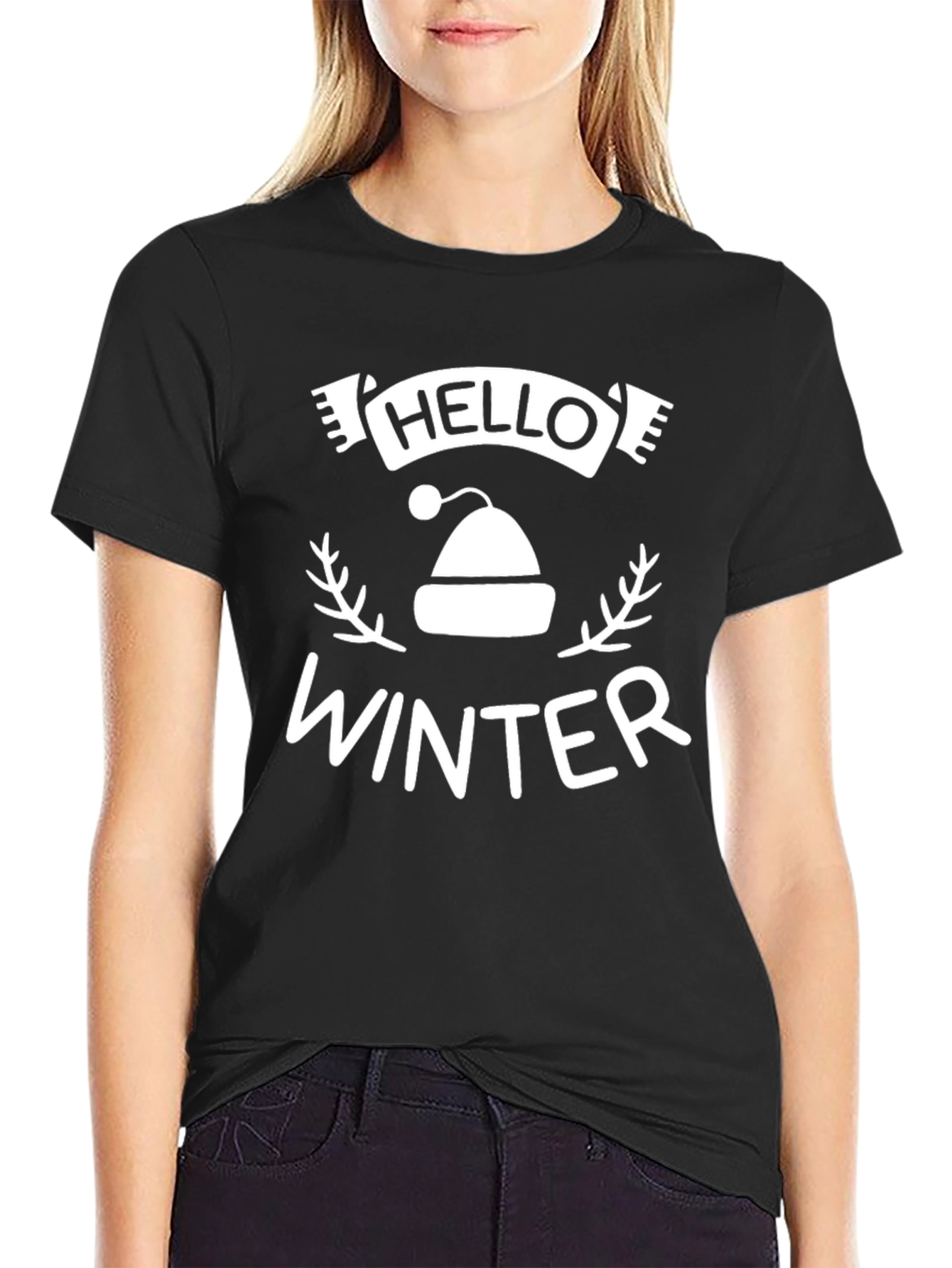 Hello Winter Graphic Tee - Black