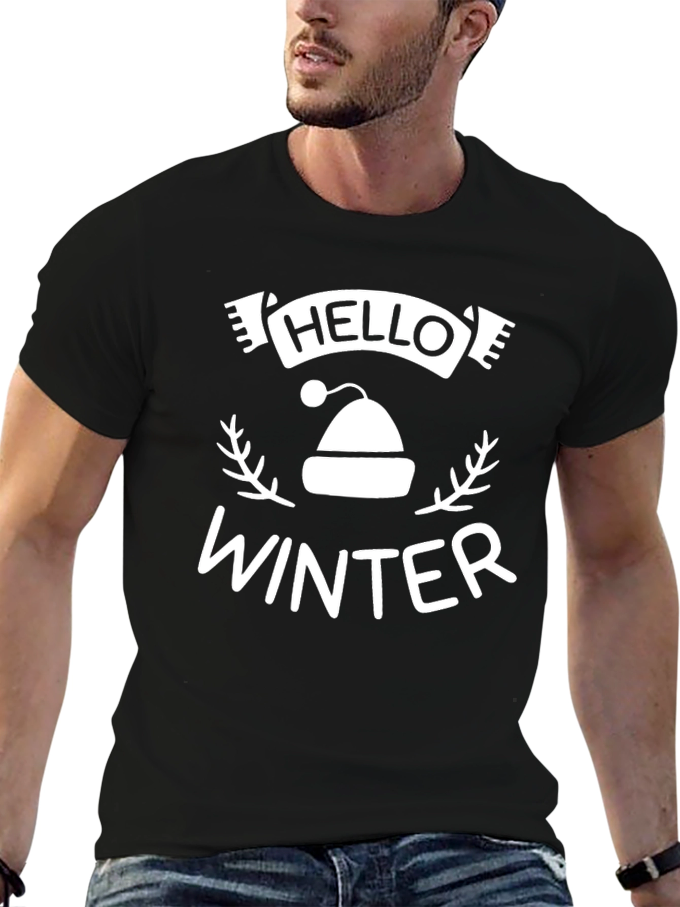 Hello Winter Graphic Tee - Black