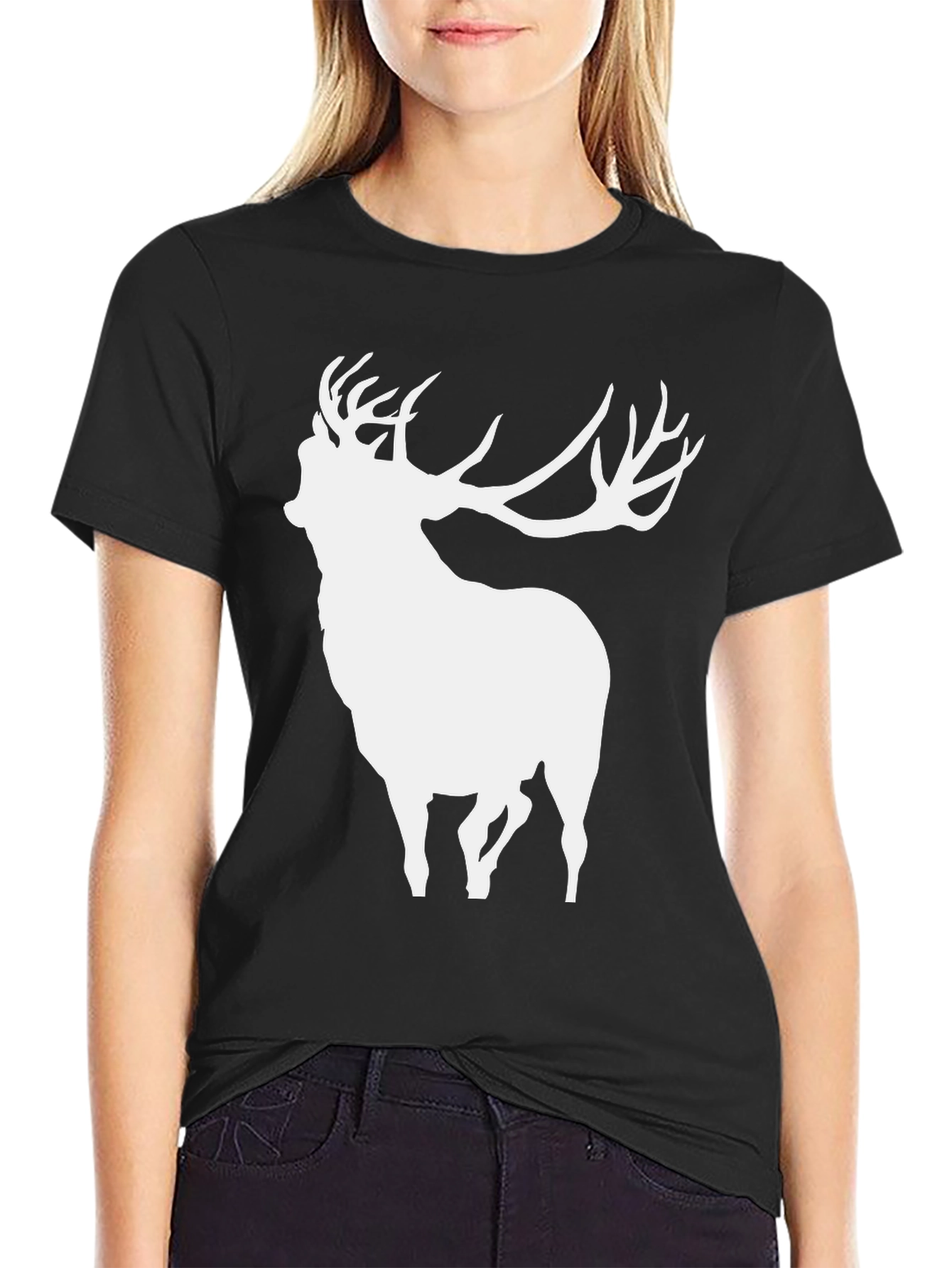 Deer Silhouette Black T-Shirt