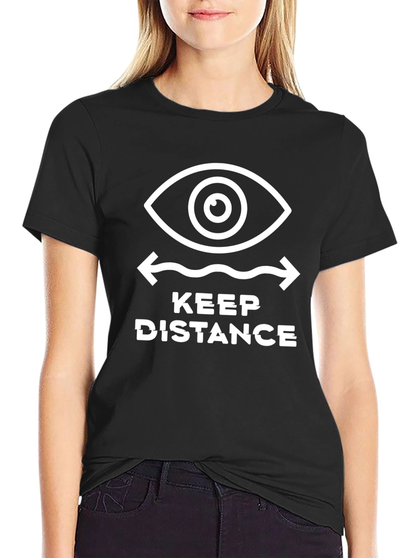 Keep Distance Graphic Tee - Black Cotton