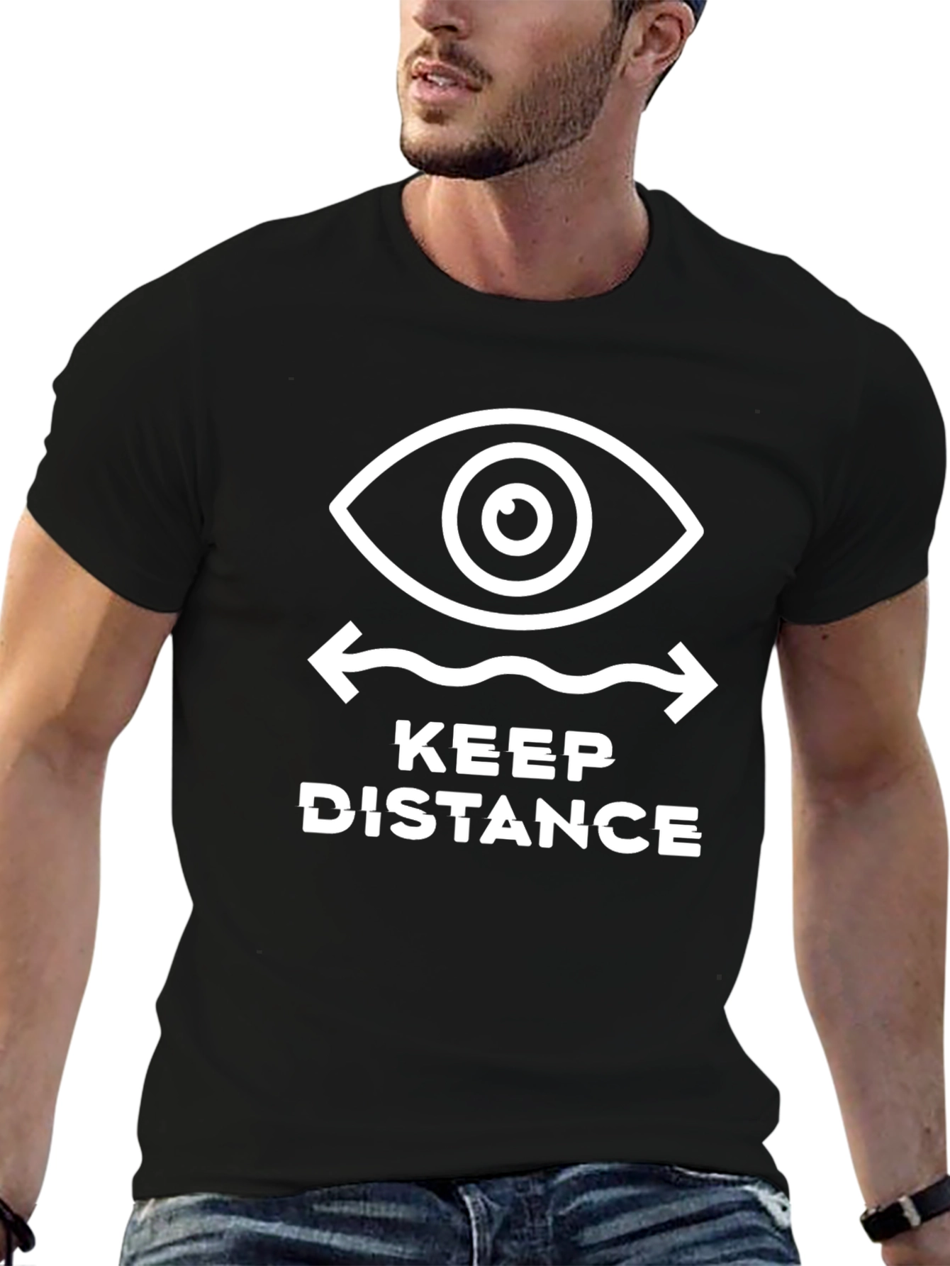 Keep Distance Graphic Tee - Black Cotton