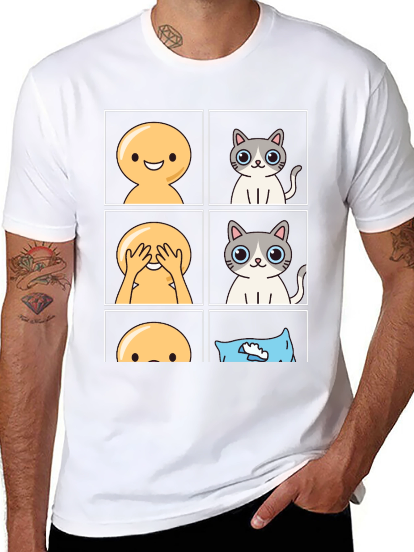 Peek-a-Boo Emoji Cat T-Shirt