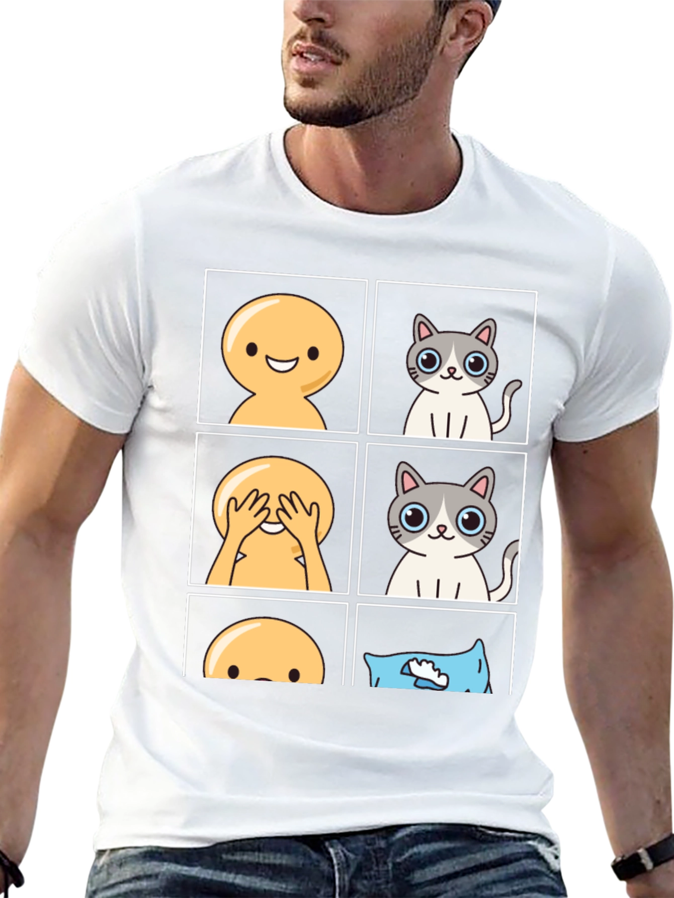 Peek-a-Boo Emoji Cat T-Shirt