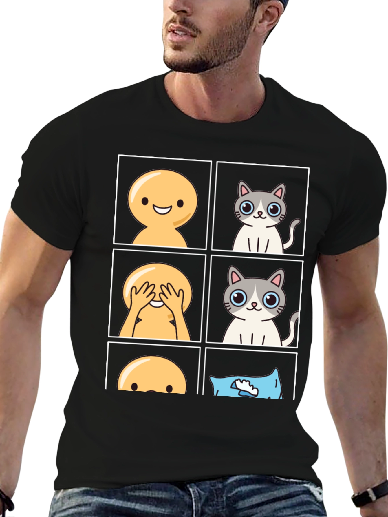 Peek-a-Boo Emoji Cat T-Shirt