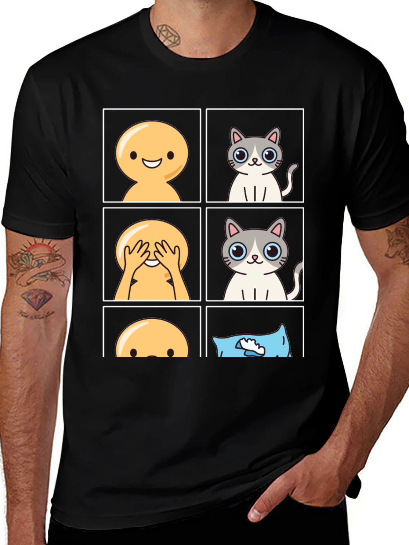 Peek-a-Boo Emoji Cat T-Shirt