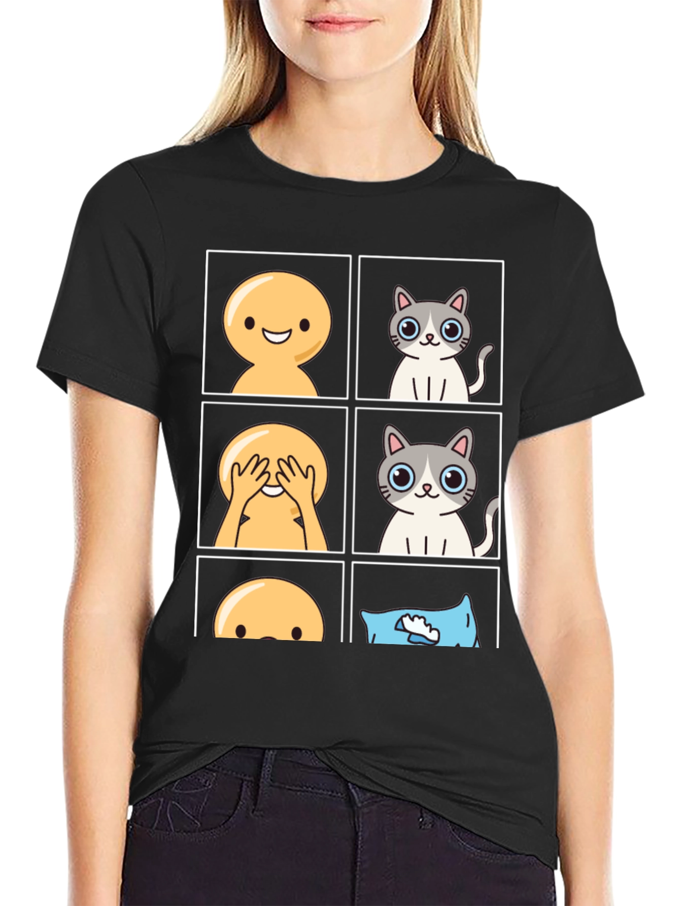 Peek-a-Boo Emoji Cat T-Shirt