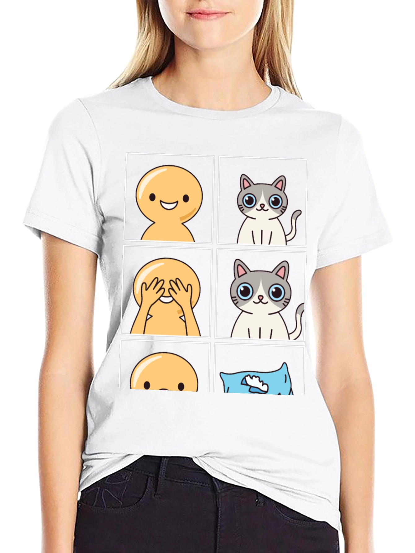 Peek-a-Boo Emoji Cat T-Shirt