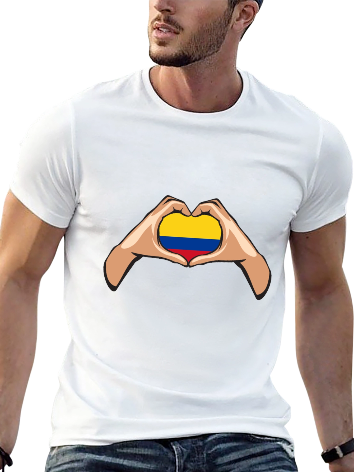 Colombian Flag Heart Hands Graphic Tee