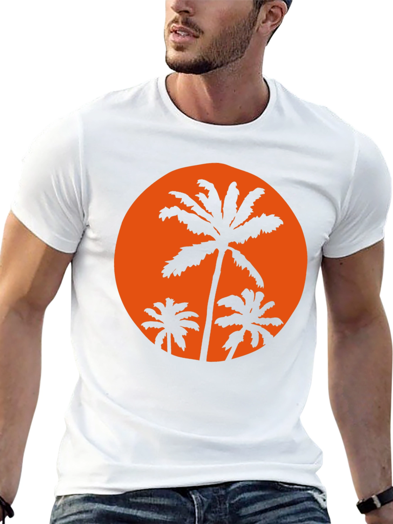 Sunset Palm Tee - Black Graphic T-Shirt