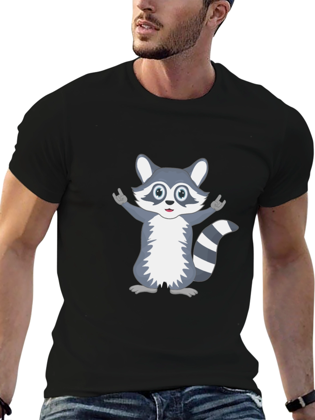 Cute Raccoon Graphic T-Shirt - Unisex Black Tee