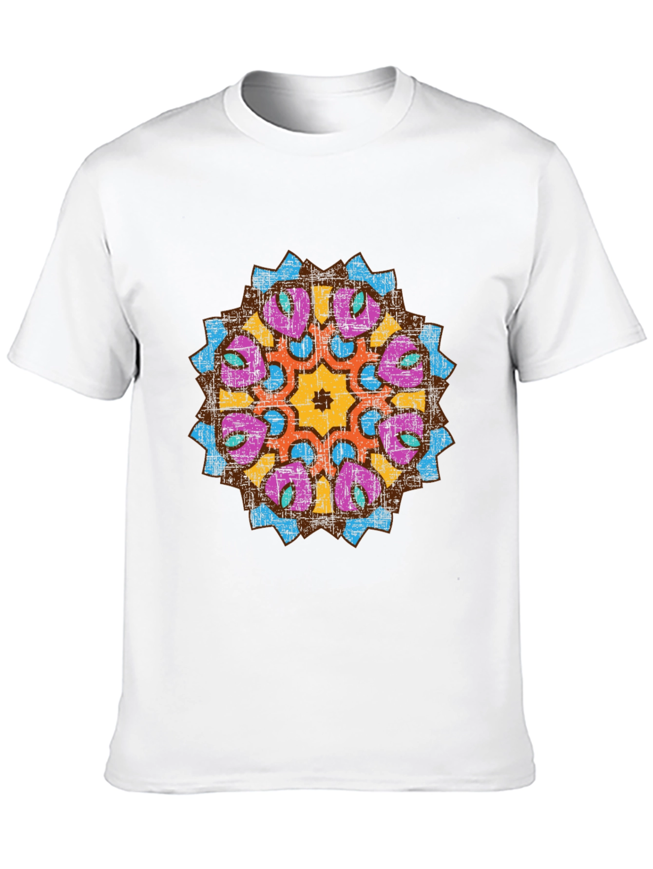 Mens Black Graphic Tee with Mandala Design