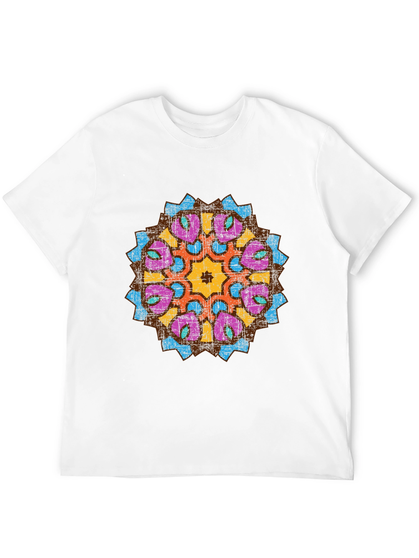Mens Black Graphic Tee with Mandala Design