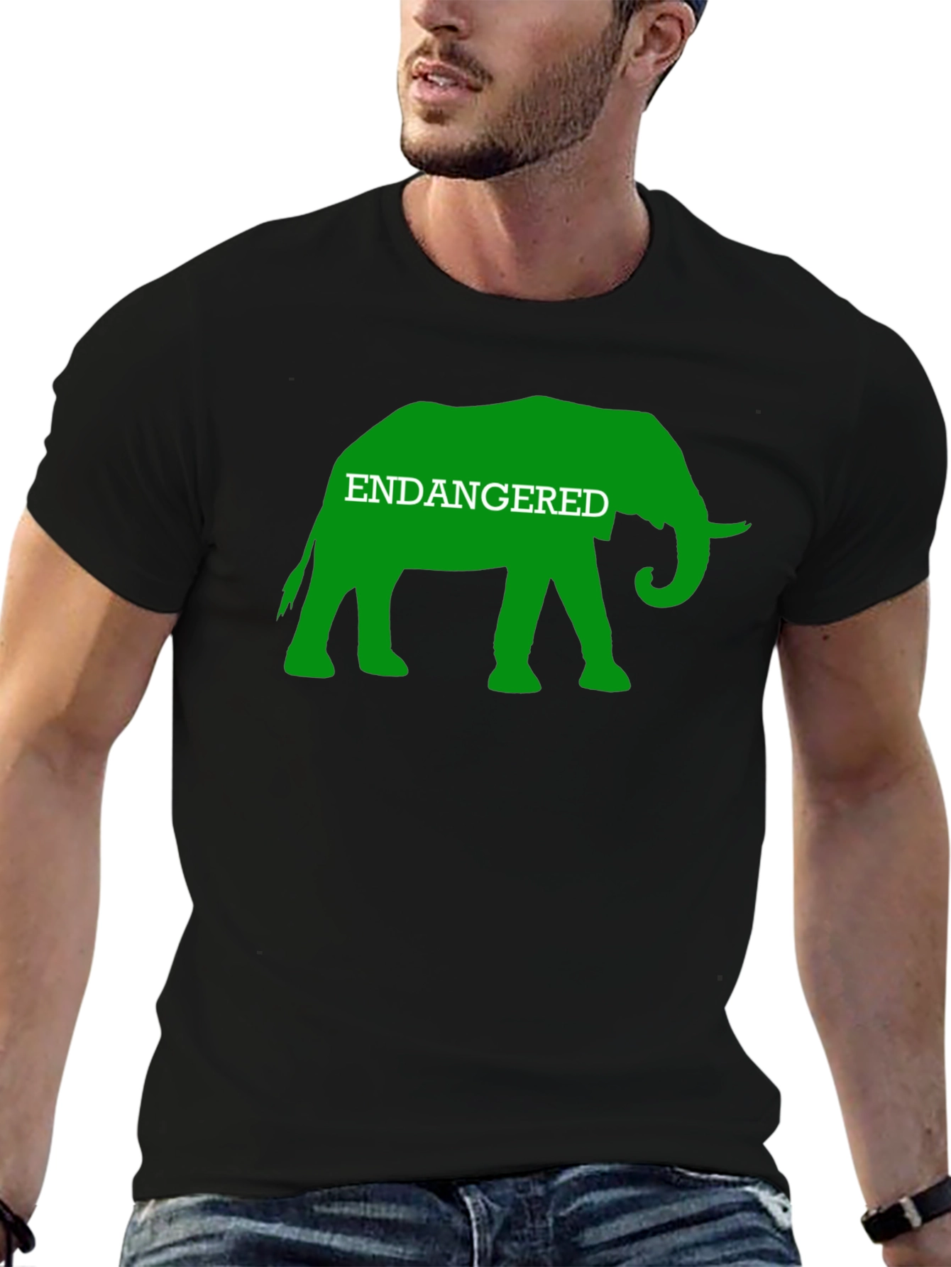 Endangered Elephant Graphic Tee - Black