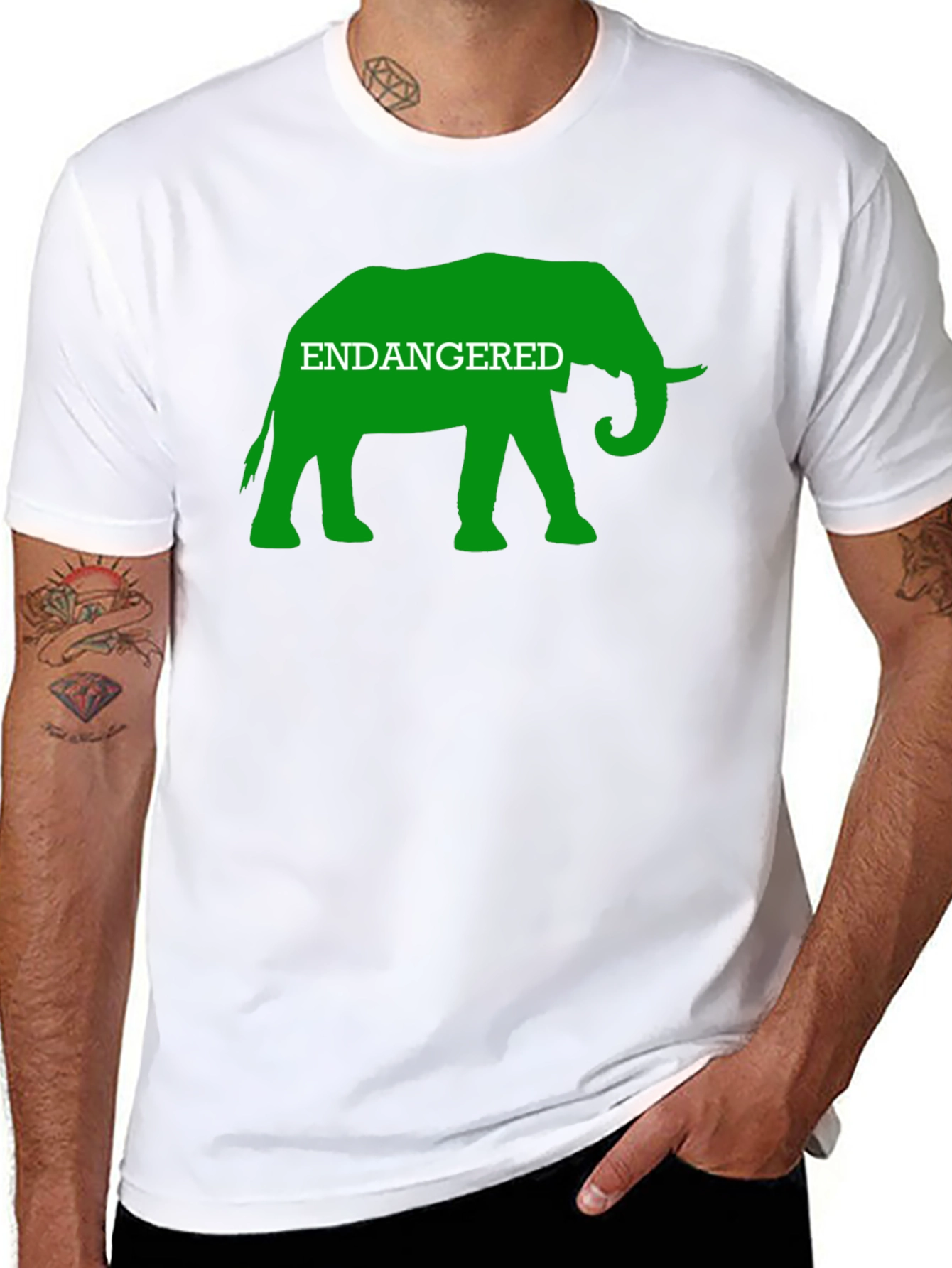 Endangered Elephant Graphic Tee - Black